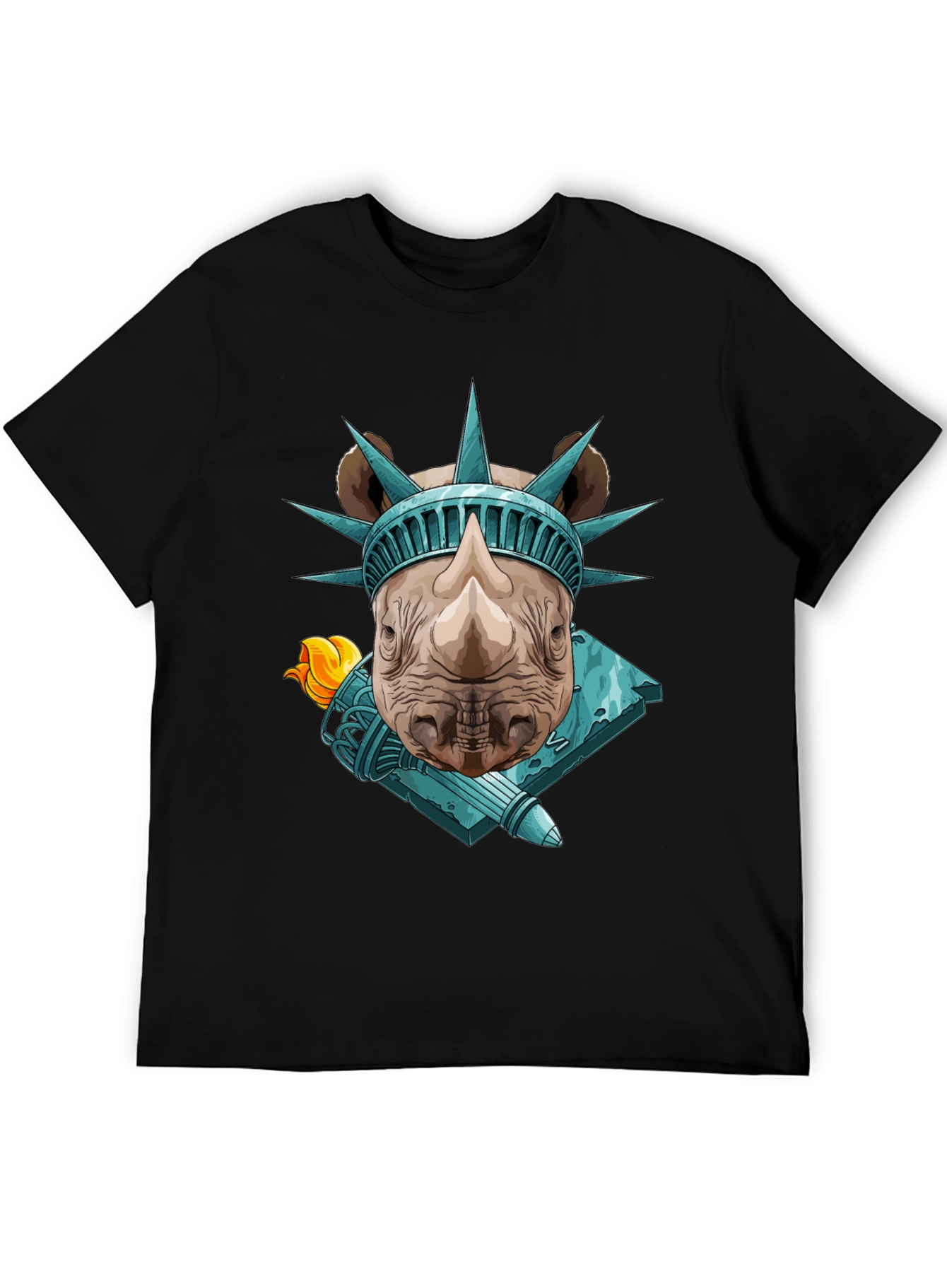 Rhino Statue of Liberty Graphic Tee