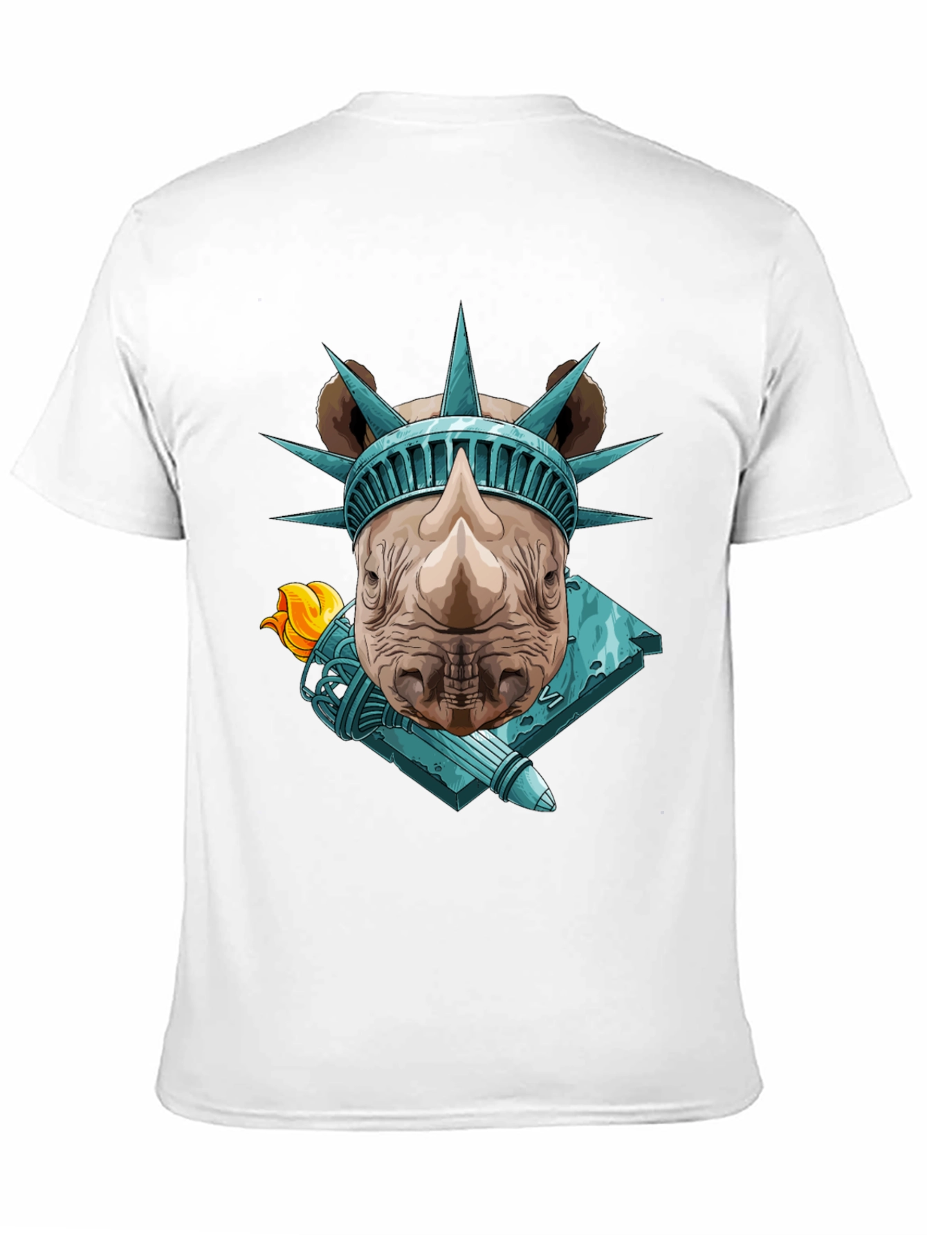 Rhino Statue of Liberty Graphic Tee