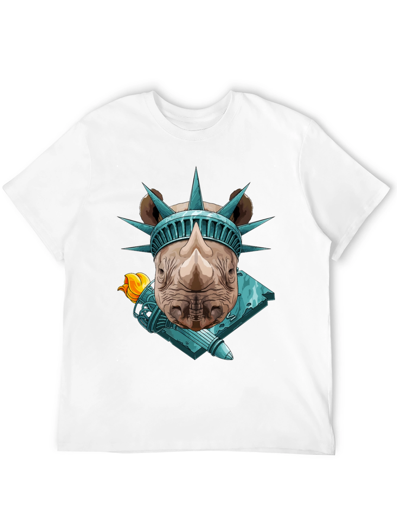 Rhino Statue of Liberty Graphic Tee