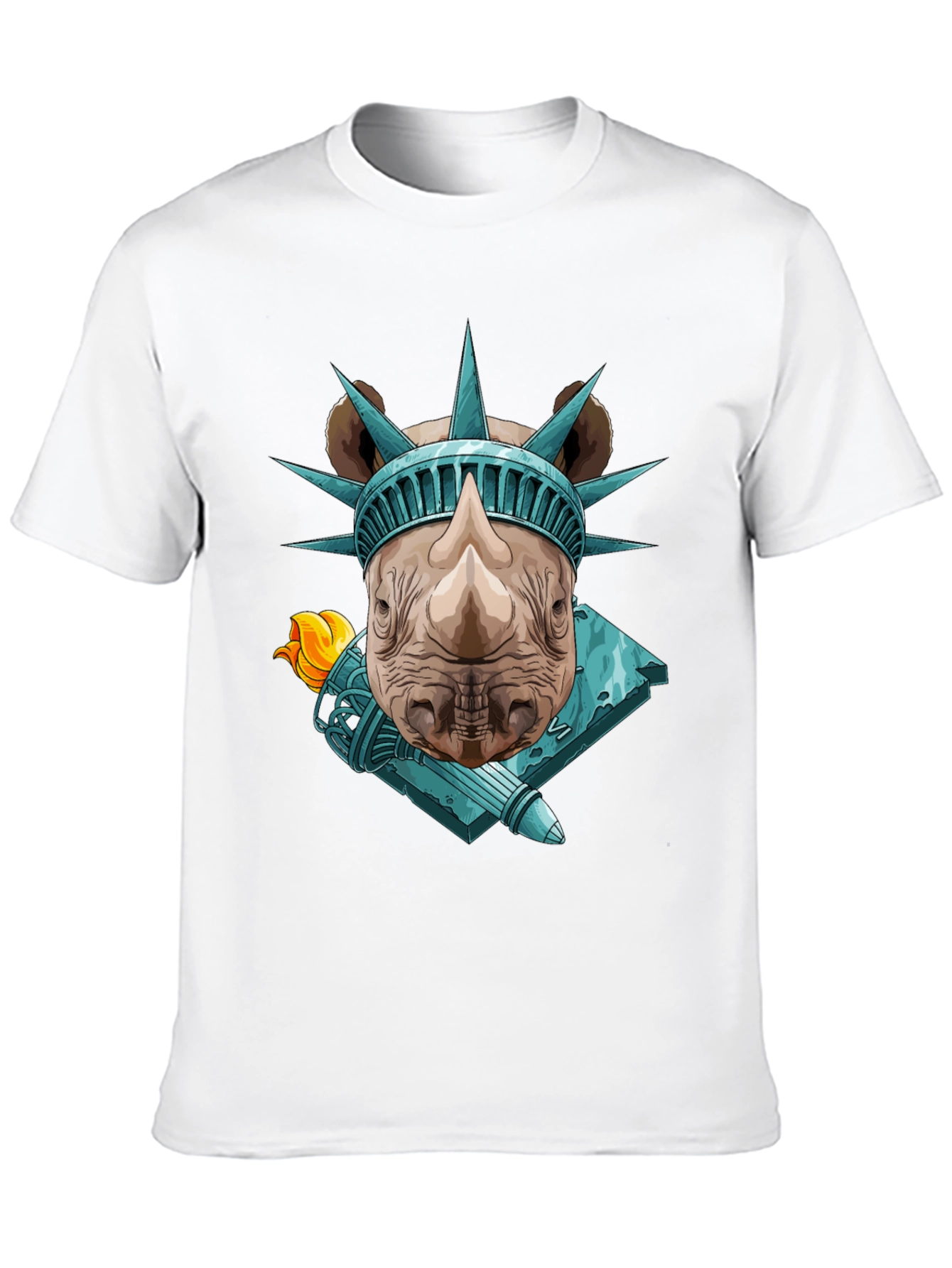 Rhino Statue of Liberty Graphic Tee
