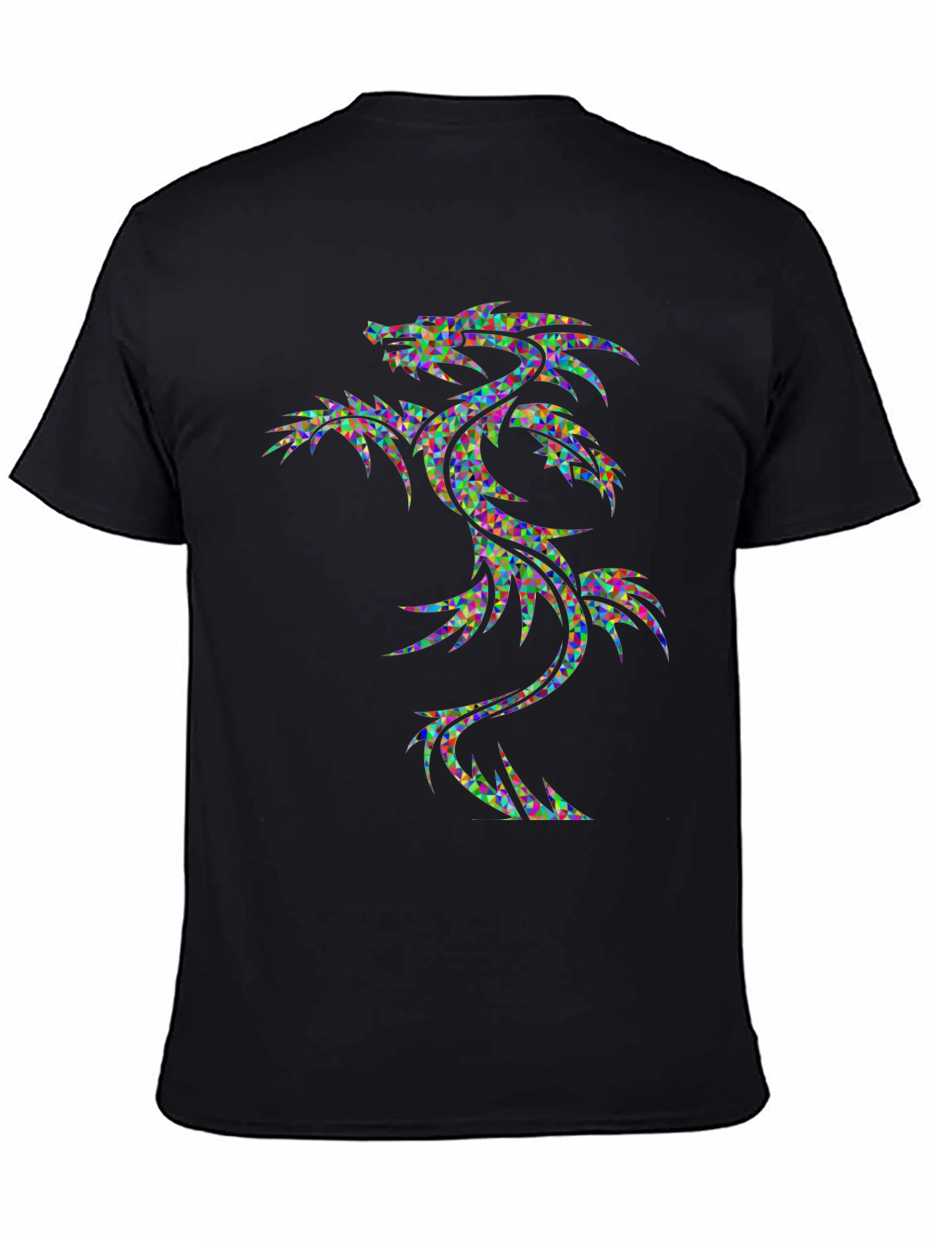 Geometric Dragon Graphic Tee - Mens Black T-Shirt