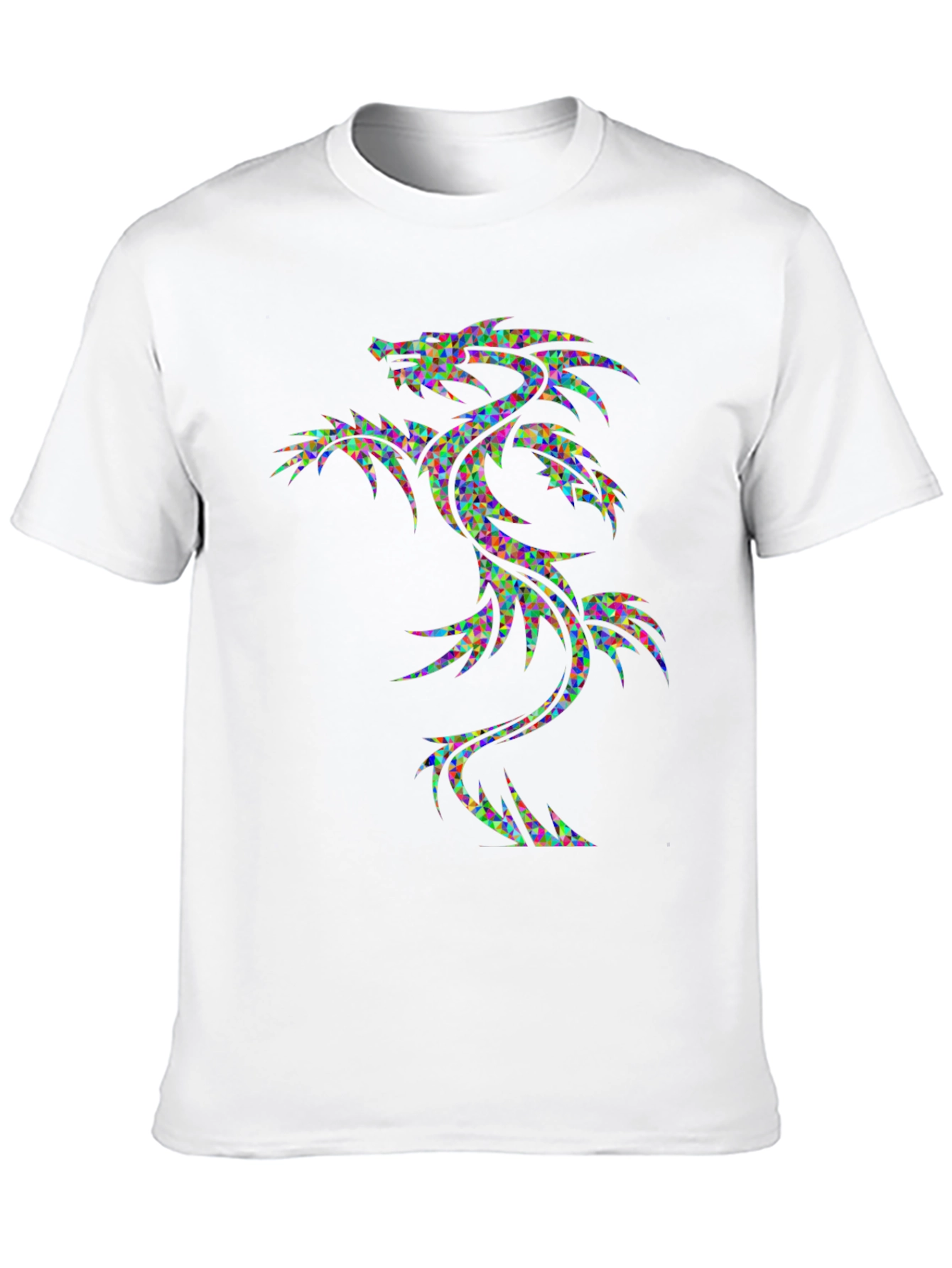 Geometric Dragon Graphic Tee - Mens Black T-Shirt