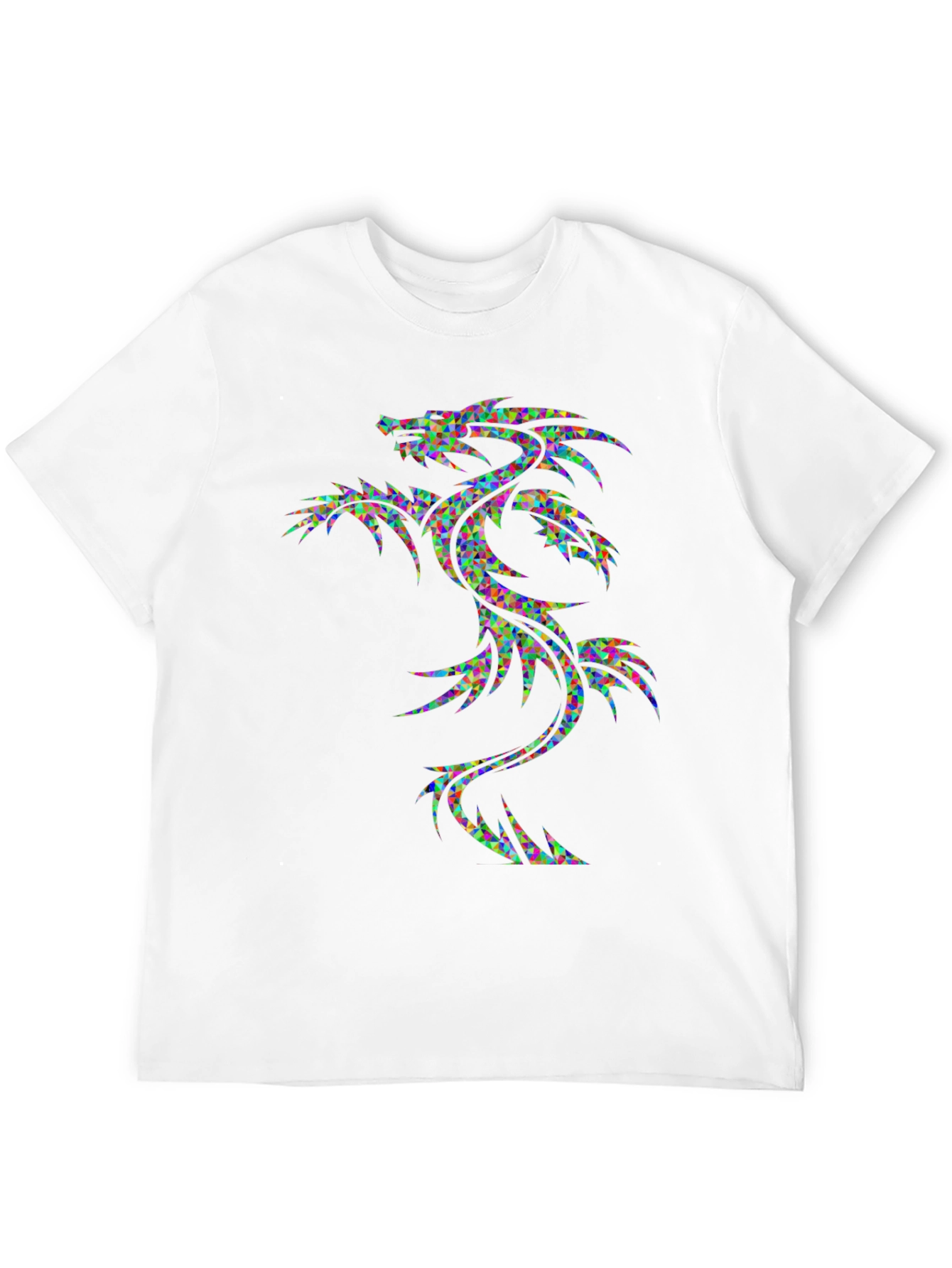 Geometric Dragon Graphic Tee - Mens Black T-Shirt