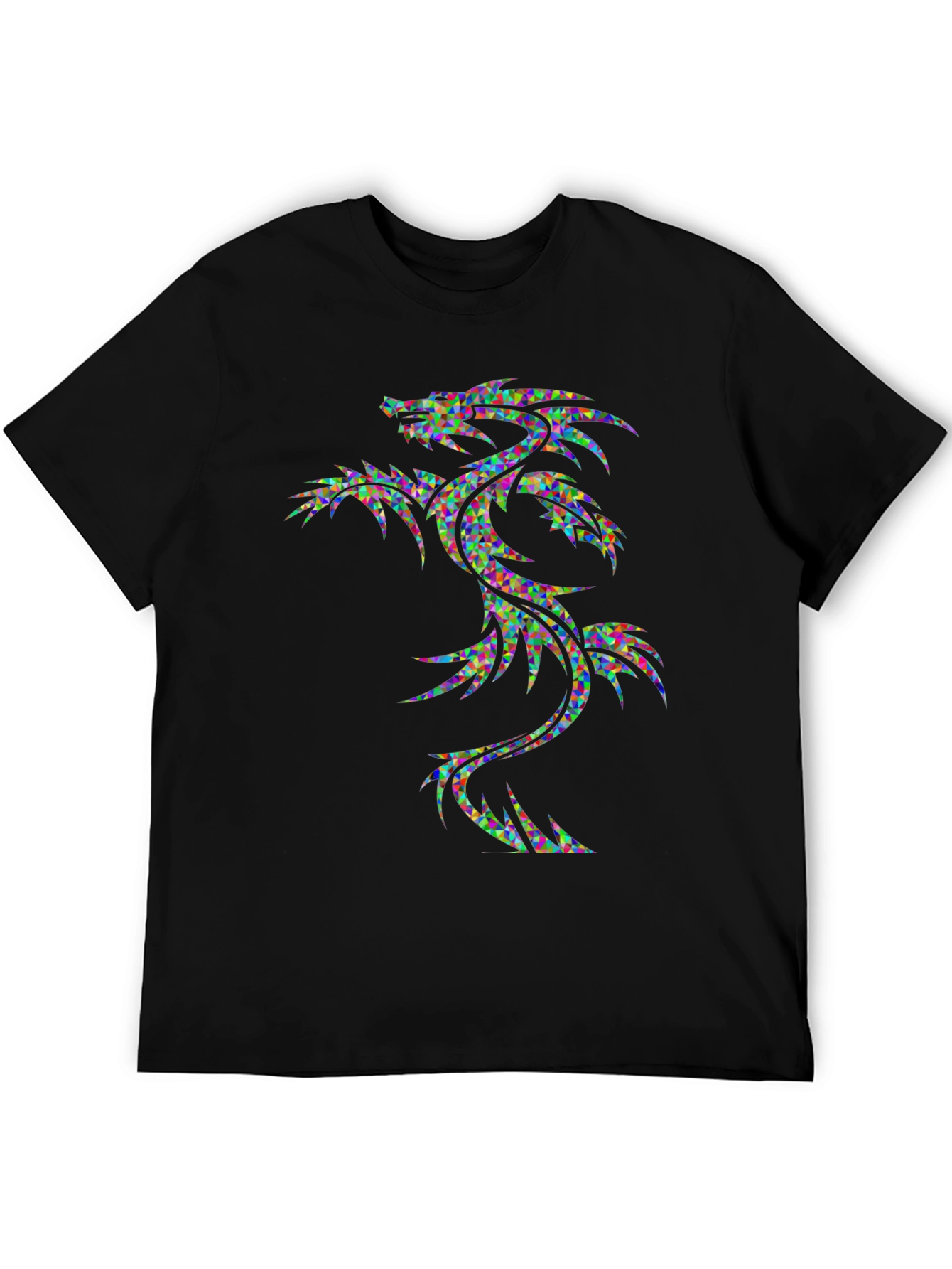 Geometric Dragon Graphic Tee - Mens Black T-Shirt