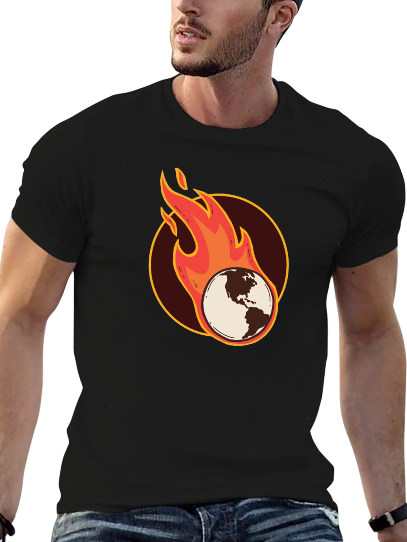 Earth on Fire Graphic T-Shirt - Black