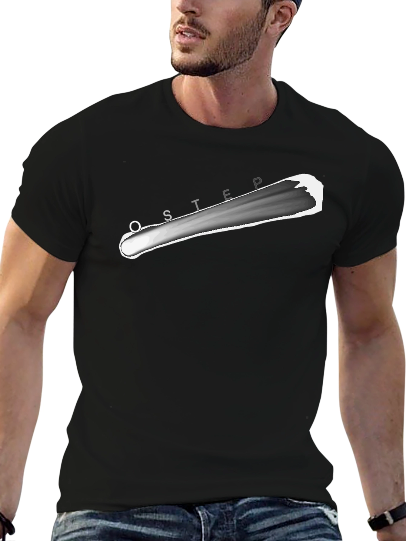 Mens Black T-Shirt with Graphic Design