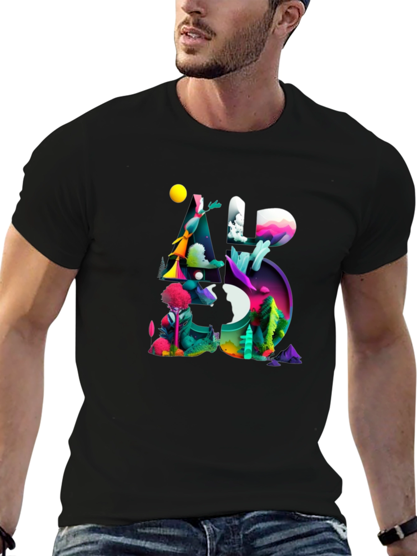 Abstract Art Graphic Tee - Black Unisex T-Shirt