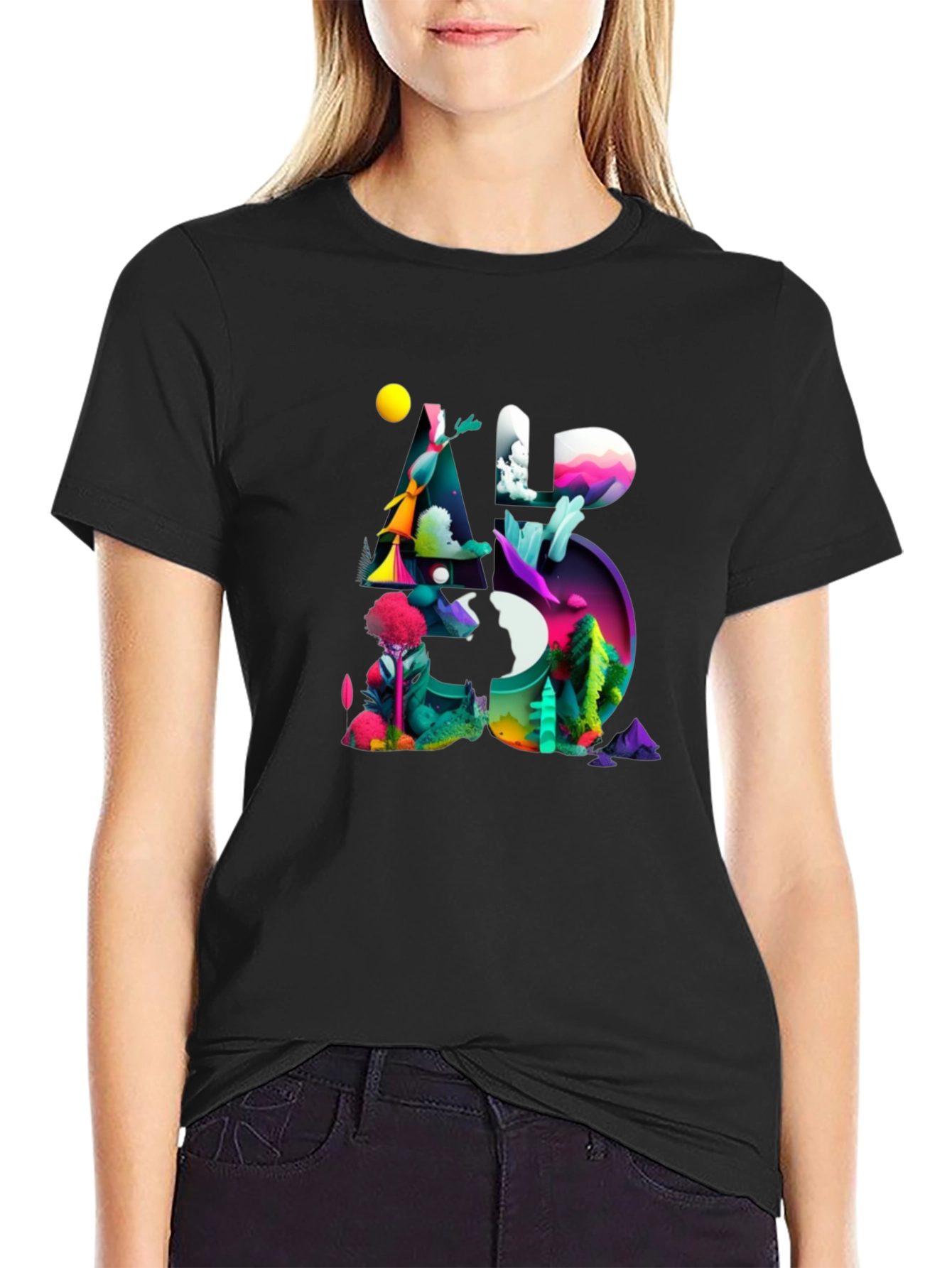 Abstract Art Graphic Tee - Black Unisex T-Shirt
