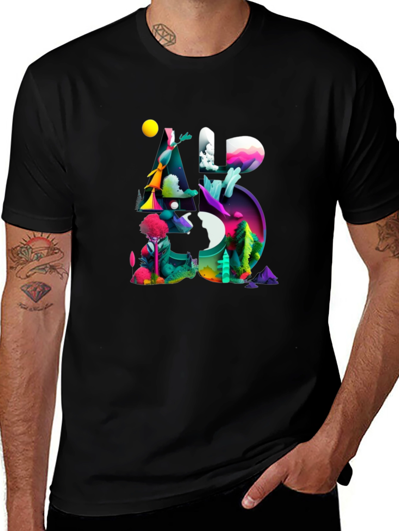 Abstract Art Graphic Tee - Black Unisex T-Shirt