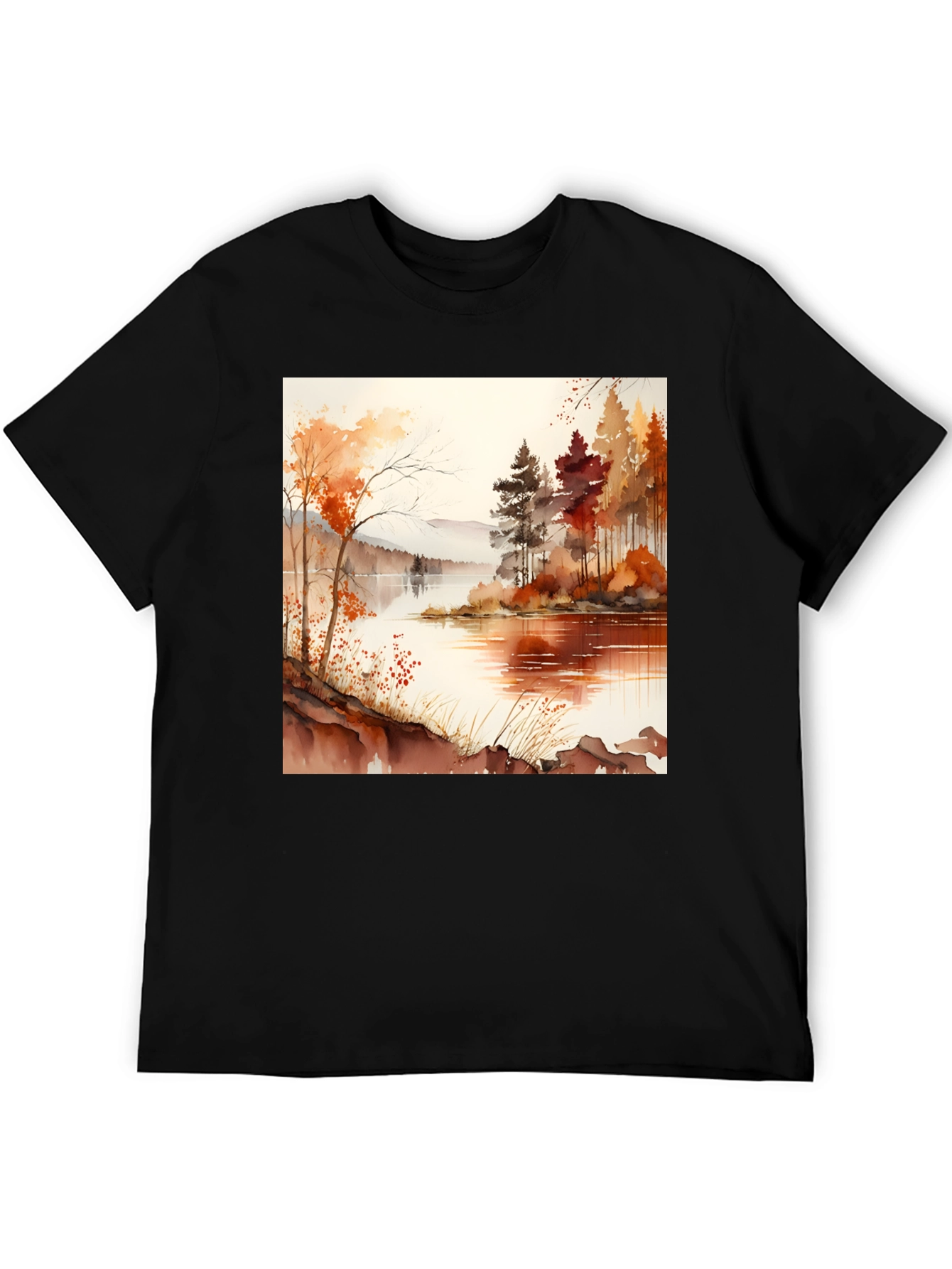 Autumn Lake Scene Graphic Tee