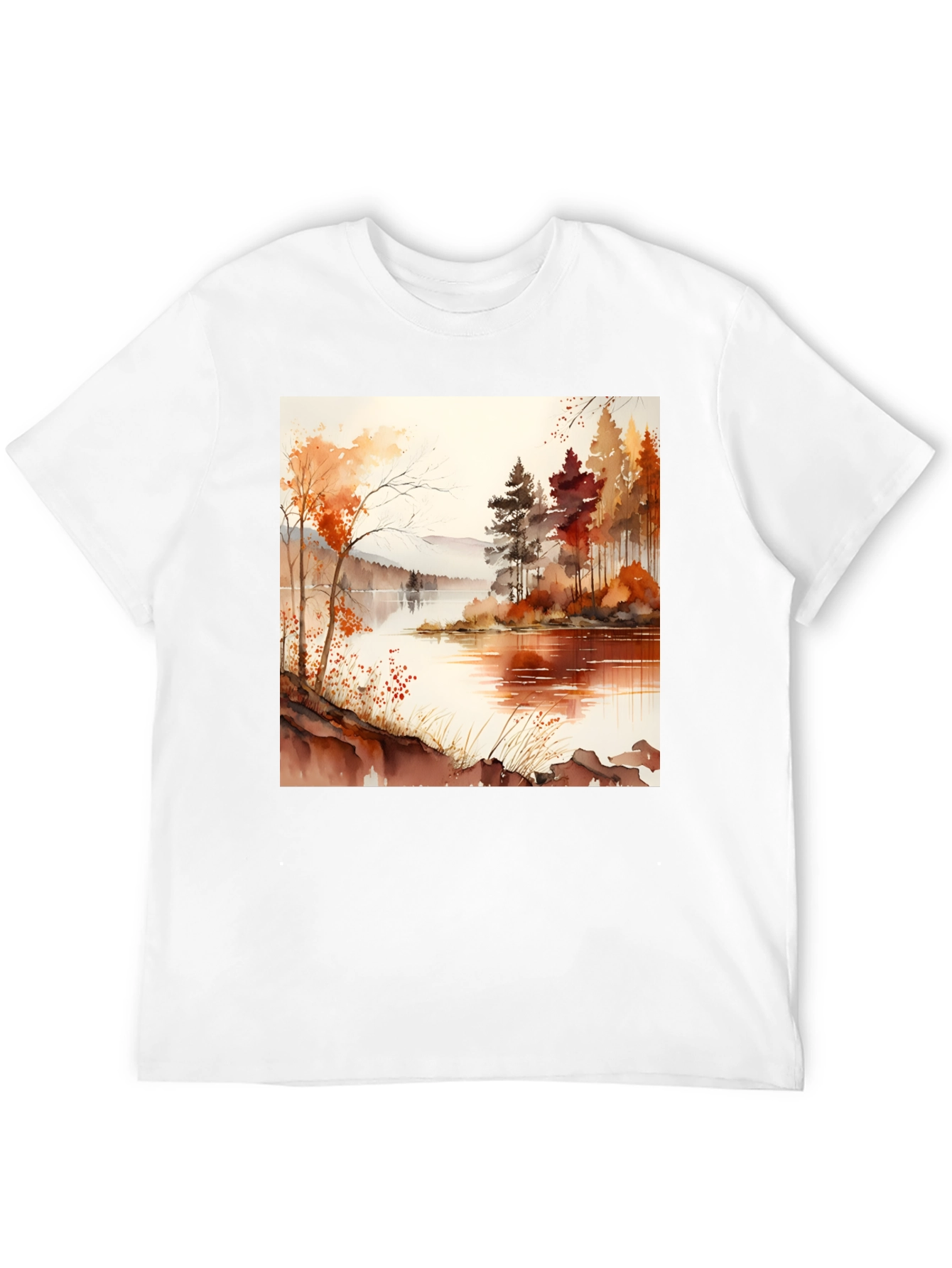 Autumn Lake Scene Graphic Tee