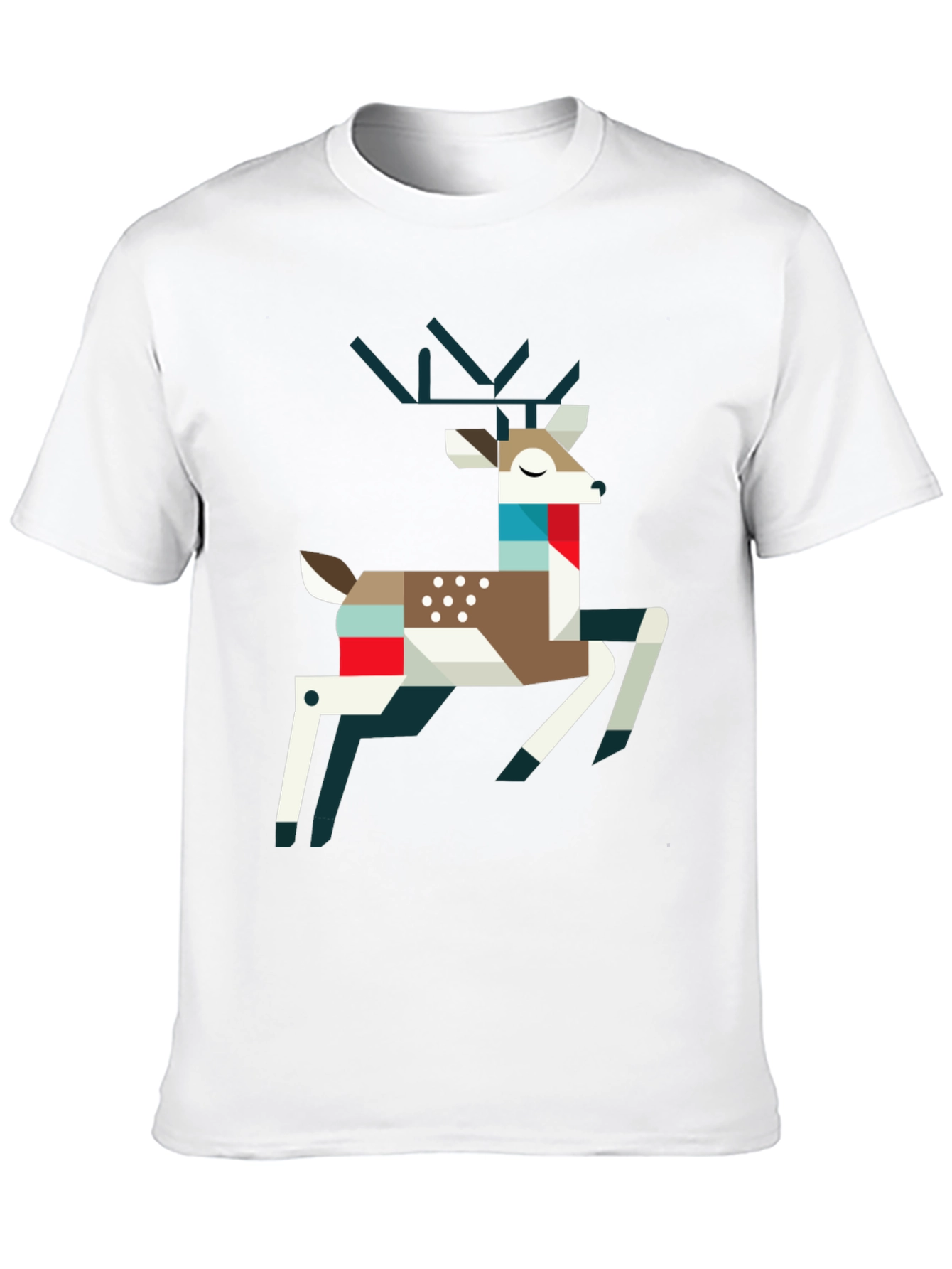 Geometric Deer Graphic Tee - Modern Animal Print Shirt