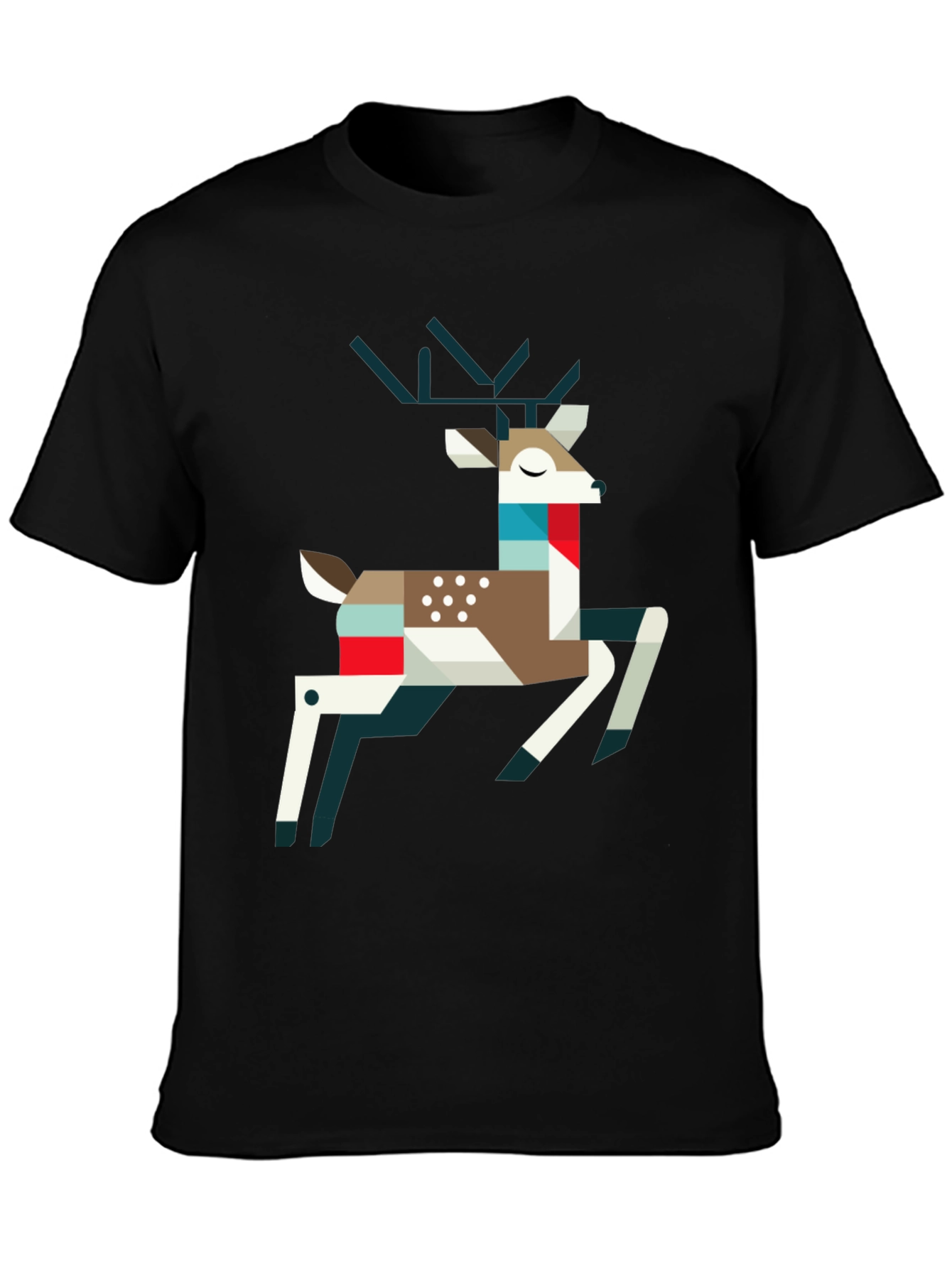 Geometric Deer Graphic Tee - Modern Animal Print Shirt