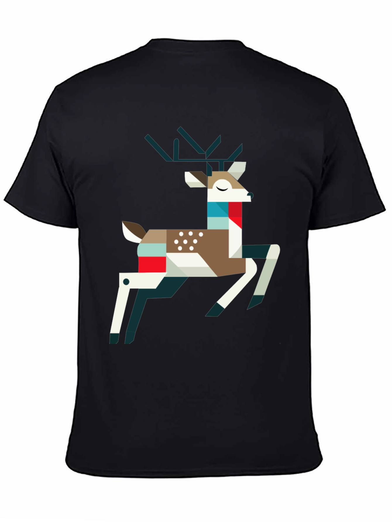 Geometric Deer Graphic Tee - Modern Animal Print Shirt