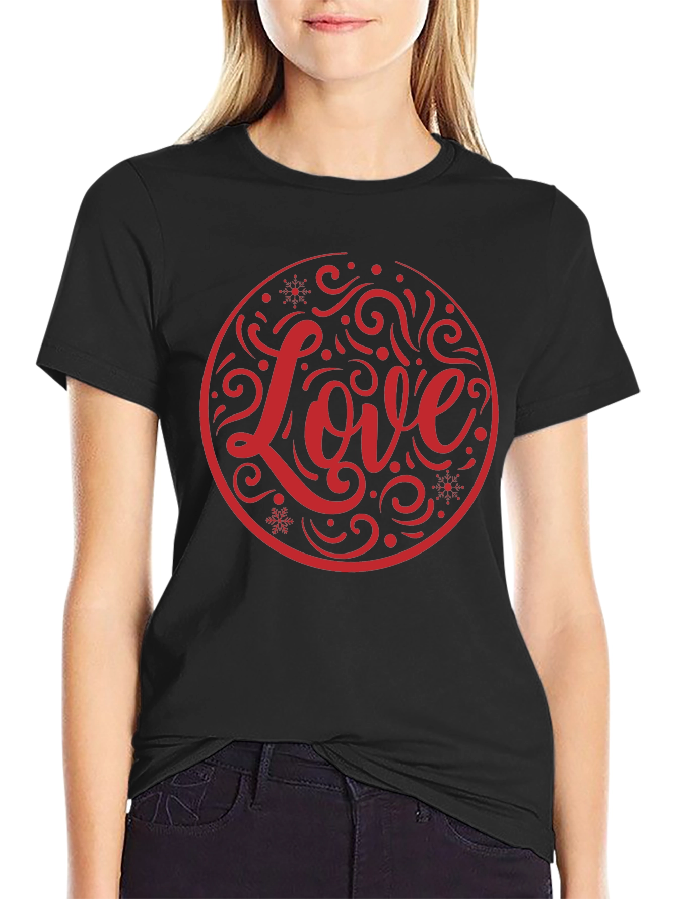 Love Circle Graphic Black T-Shirt