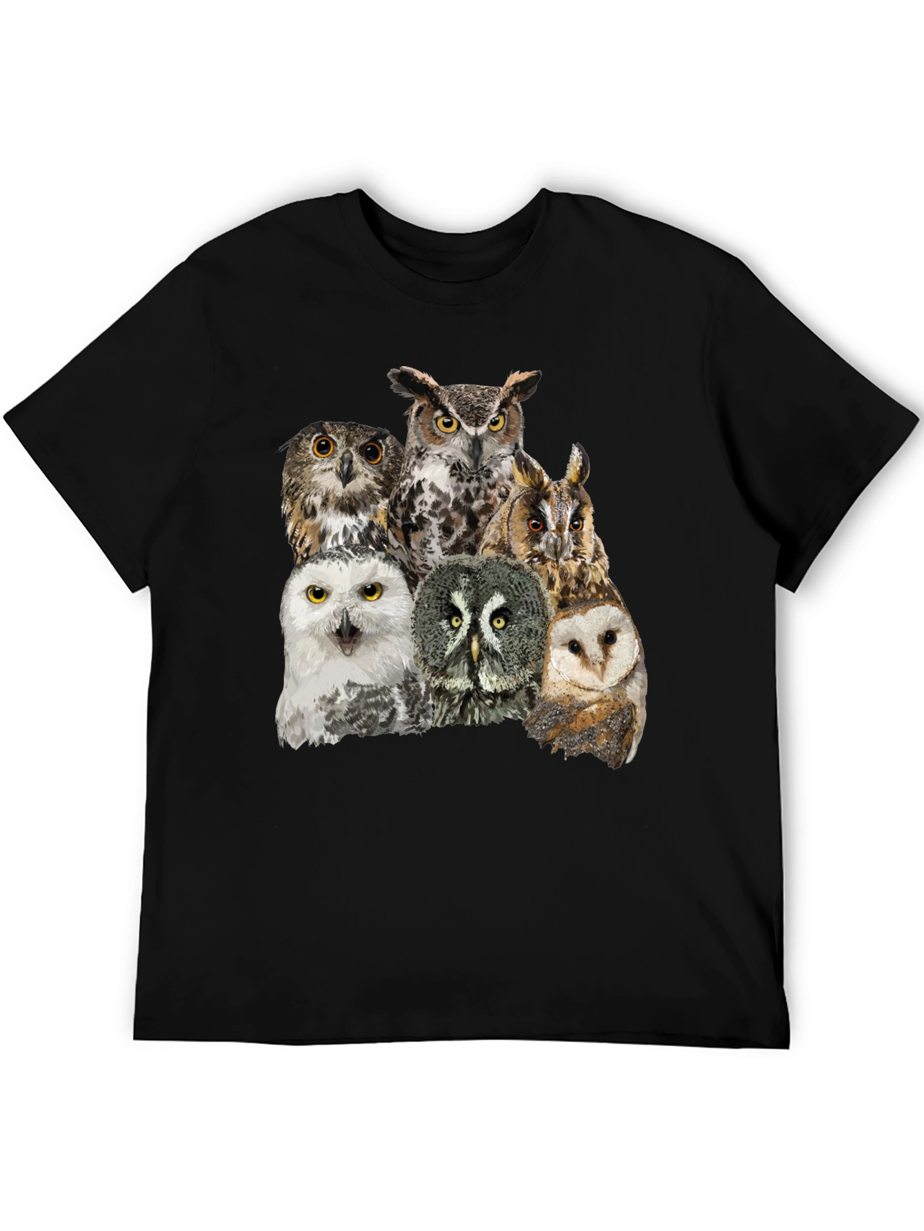 Owl Collage Graphic Tee - Unisex Black T-Shirt