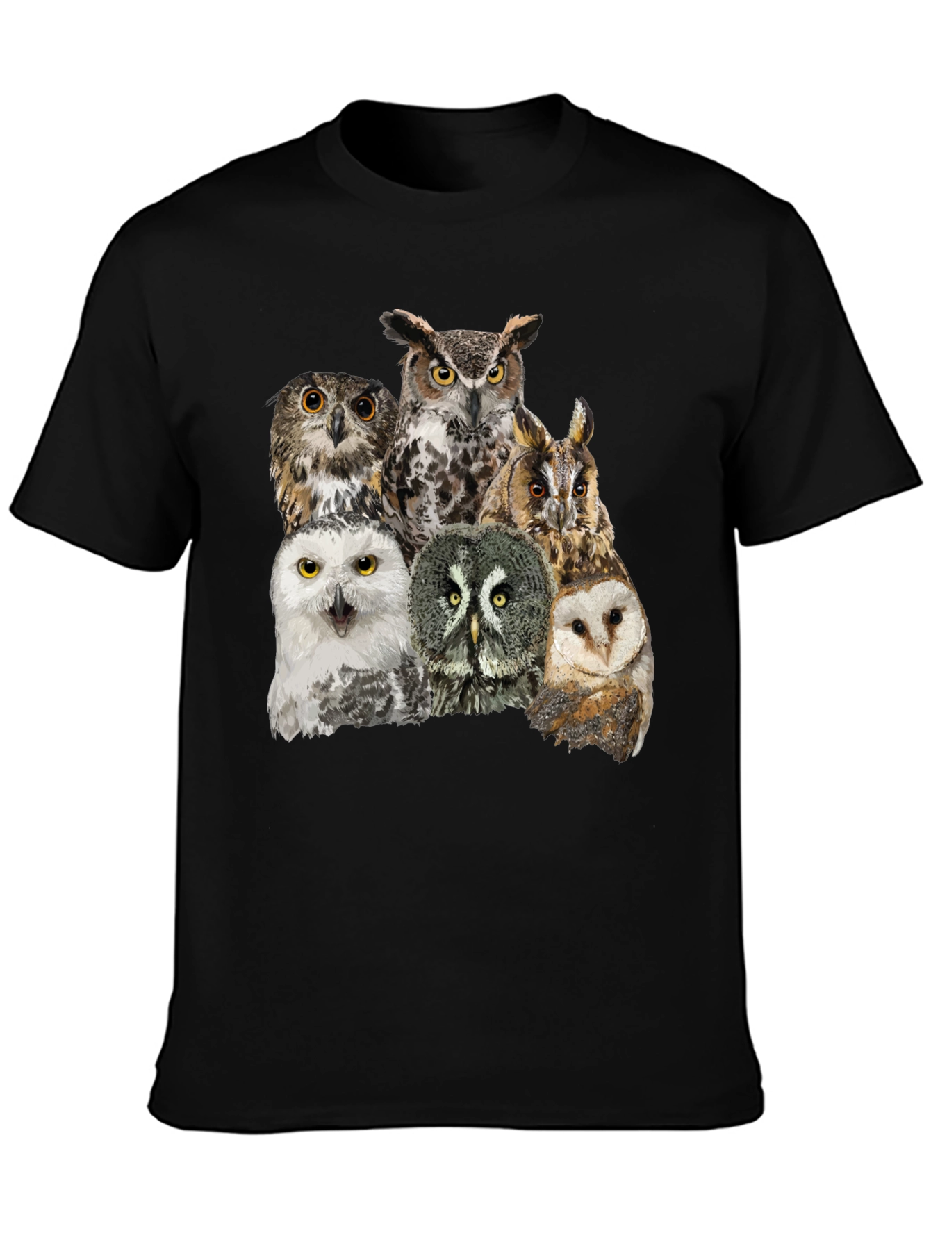 Owl Collage Graphic Tee - Unisex Black T-Shirt