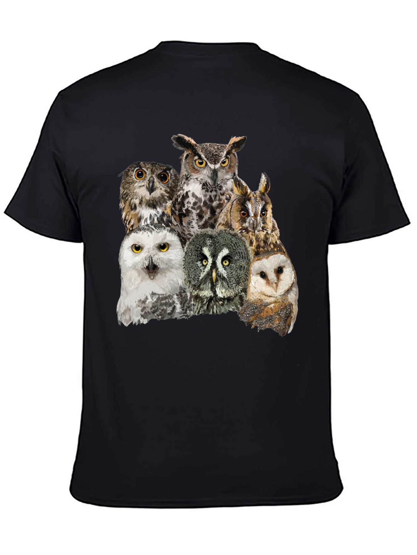 Owl Collage Graphic Tee - Unisex Black T-Shirt
