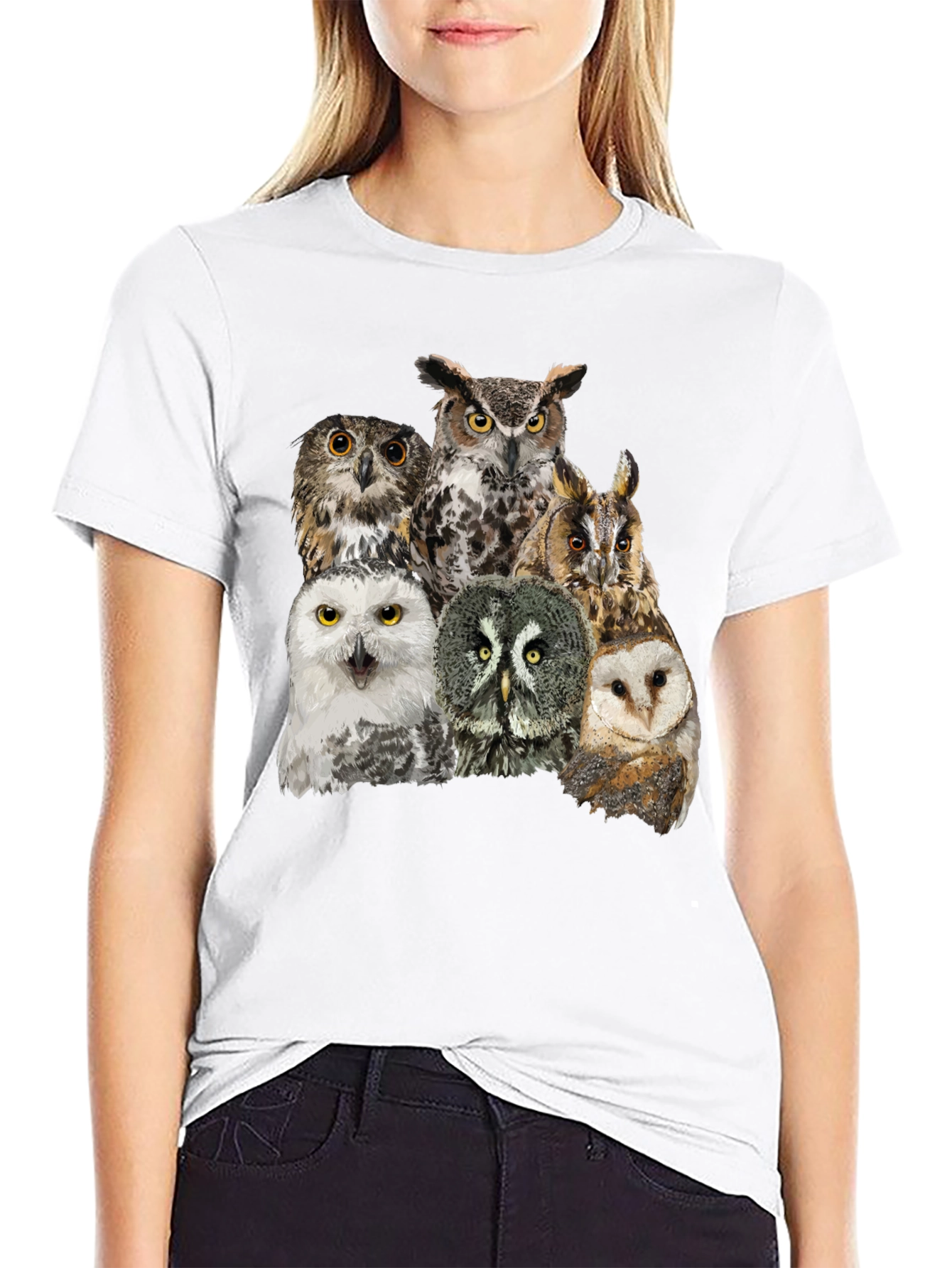 Owl Collage Graphic Tee - Unisex Black T-Shirt