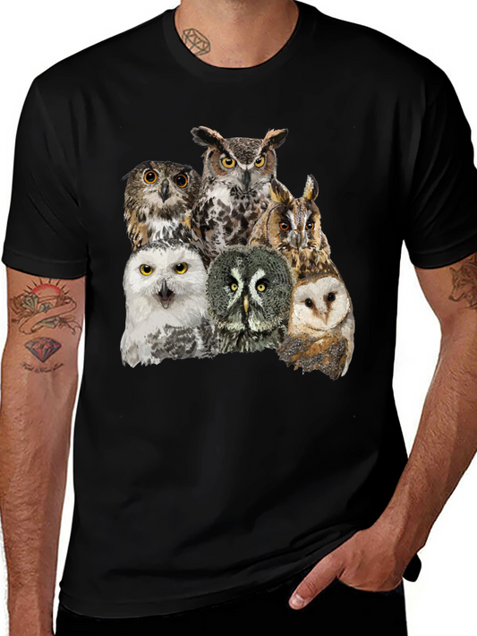 Owl Collage Graphic Tee - Unisex Black T-Shirt