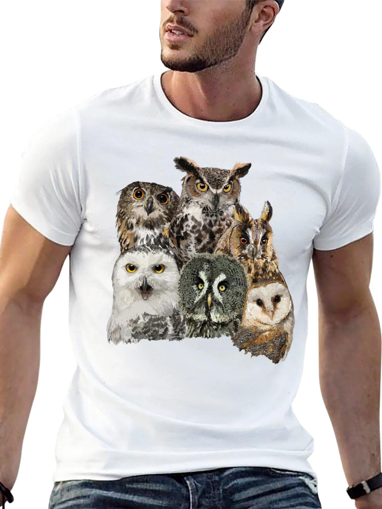 Owl Collage Graphic Tee - Unisex Black T-Shirt