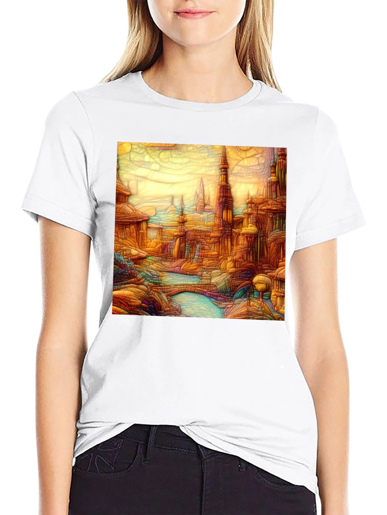 Cityscape Art Black T-Shirt