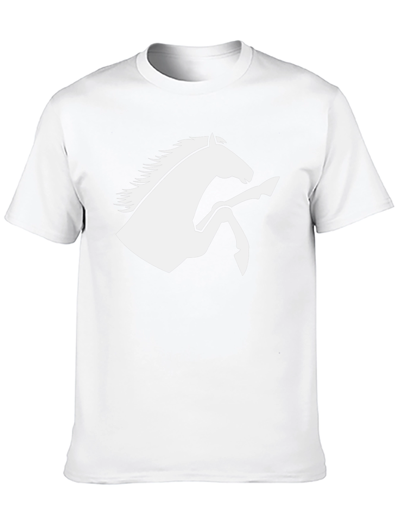 Black T-Shirt with White Horse Graphic