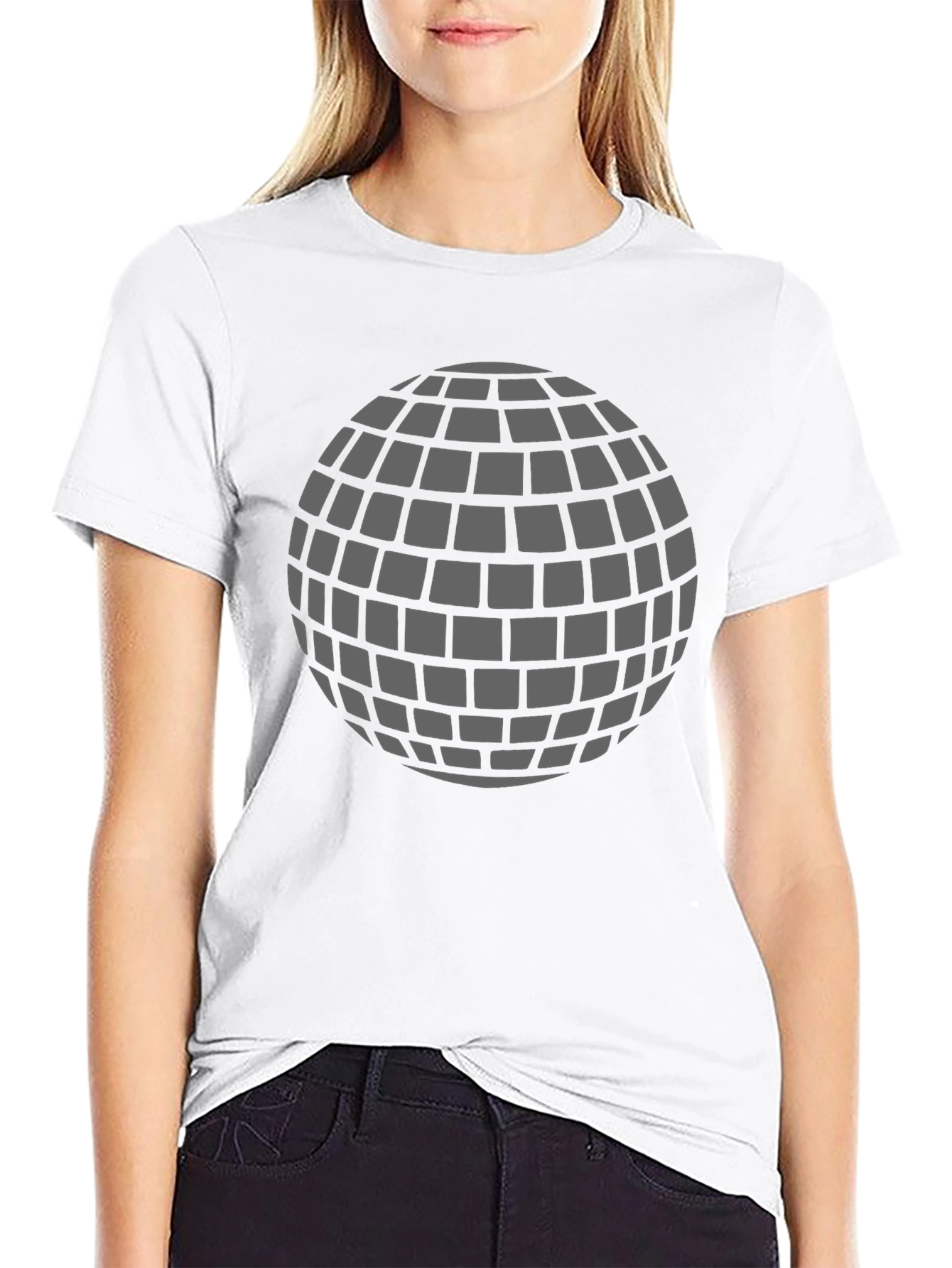 Retro Disco Ball Graphic T-Shirt - Black