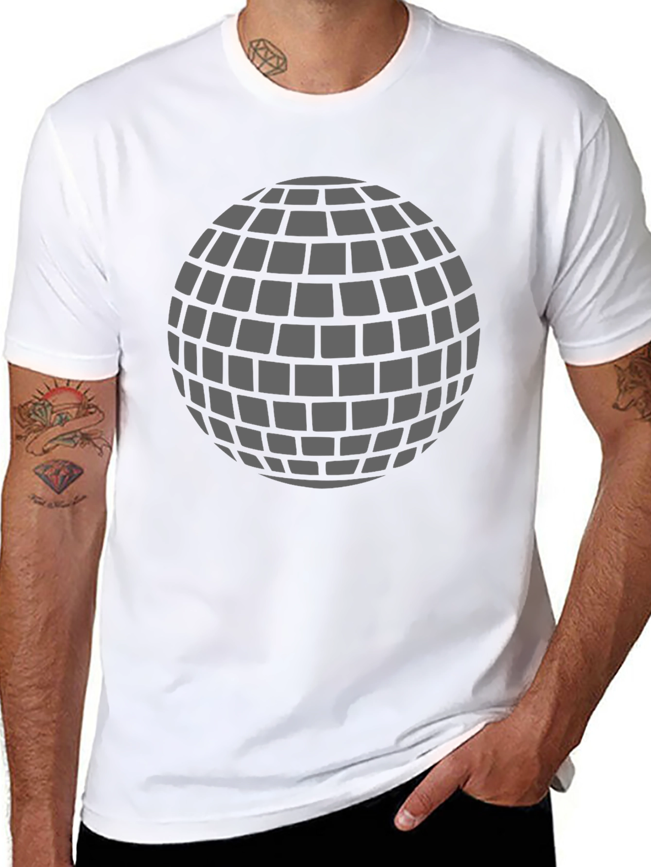 Retro Disco Ball Graphic T-Shirt - Black