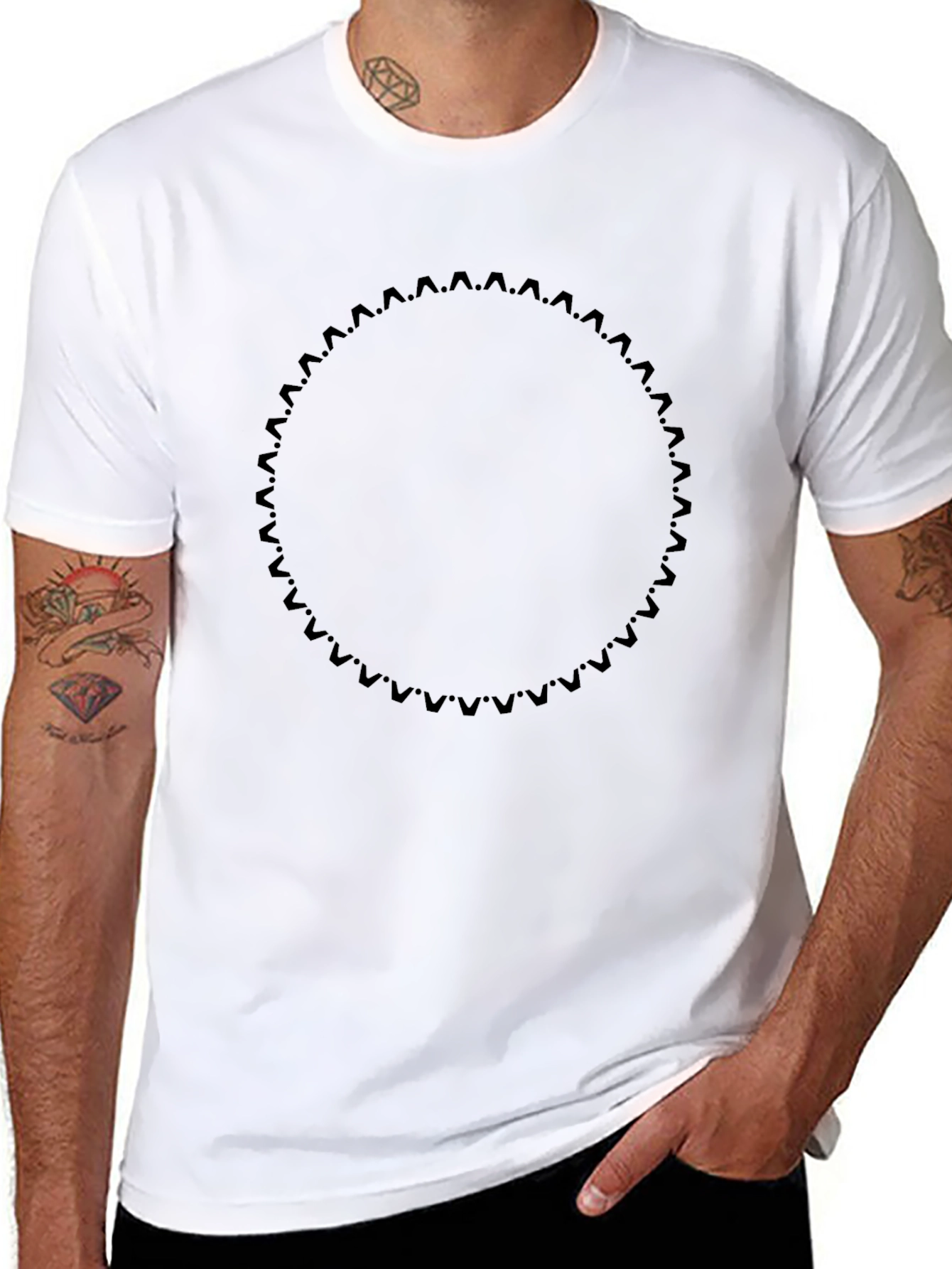 Black Tee with Circular Sprocket Design