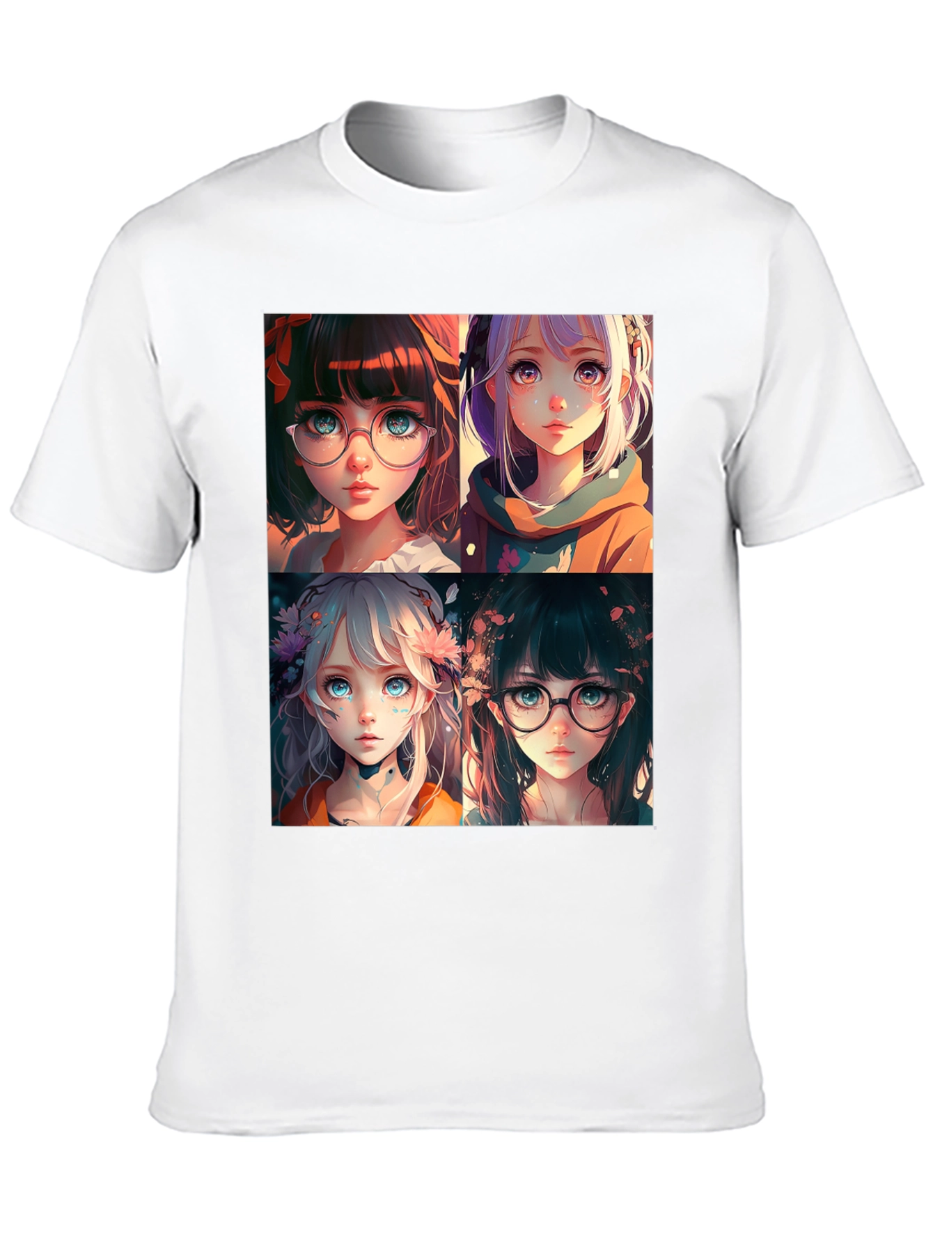 Anime Girls Graphic Black T-Shirt