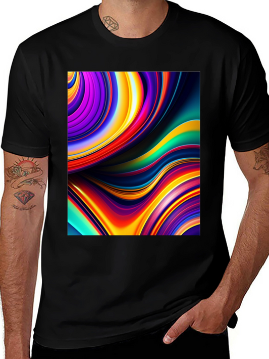 Abstract Swirl Graphic T-Shirt - Bold Colors