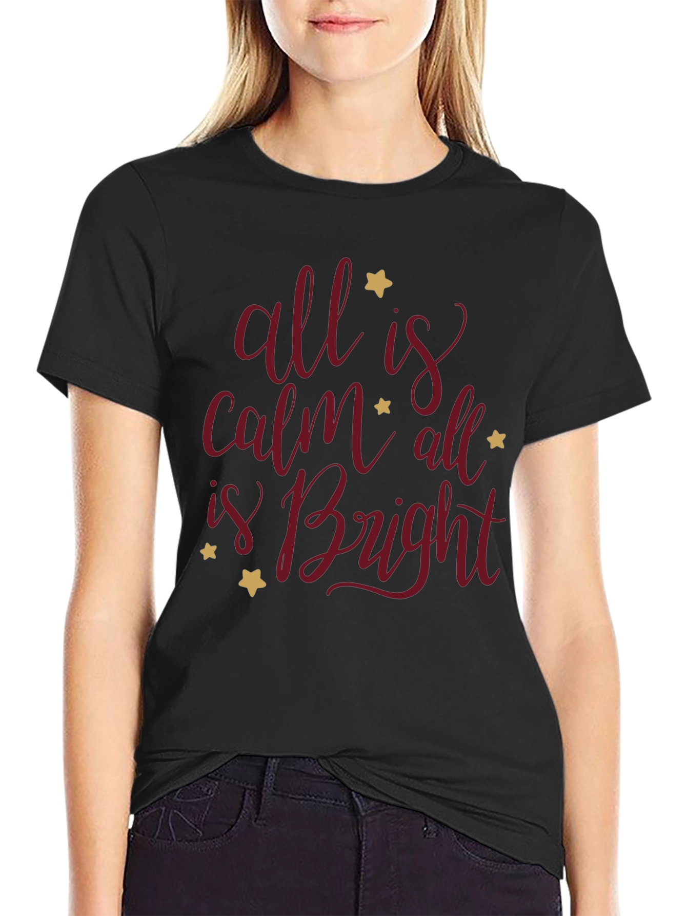 All is Calm Graphic Tee - Black Holiday T-Shirt