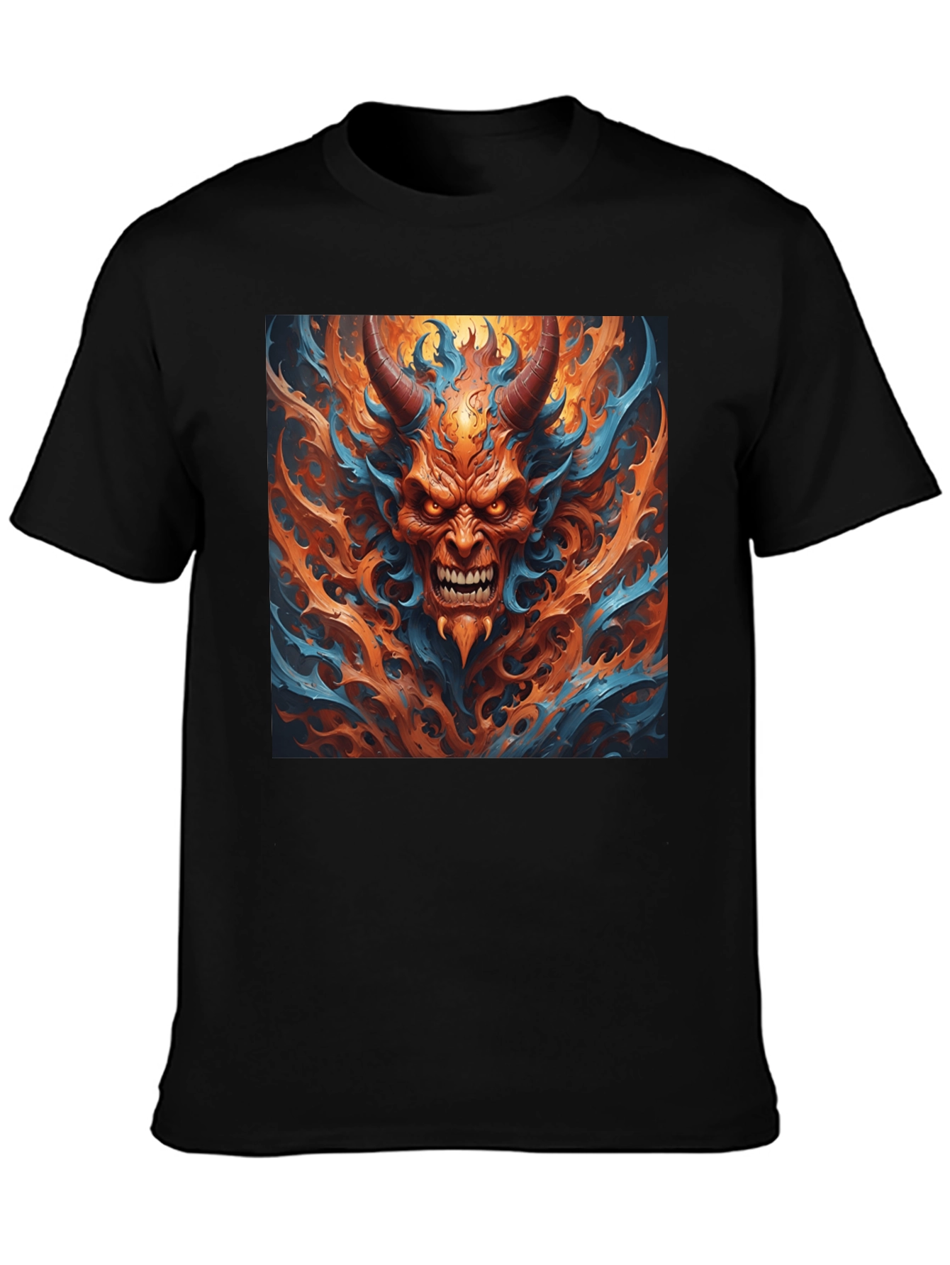 Fiery Demon Graphic Black T-Shirt