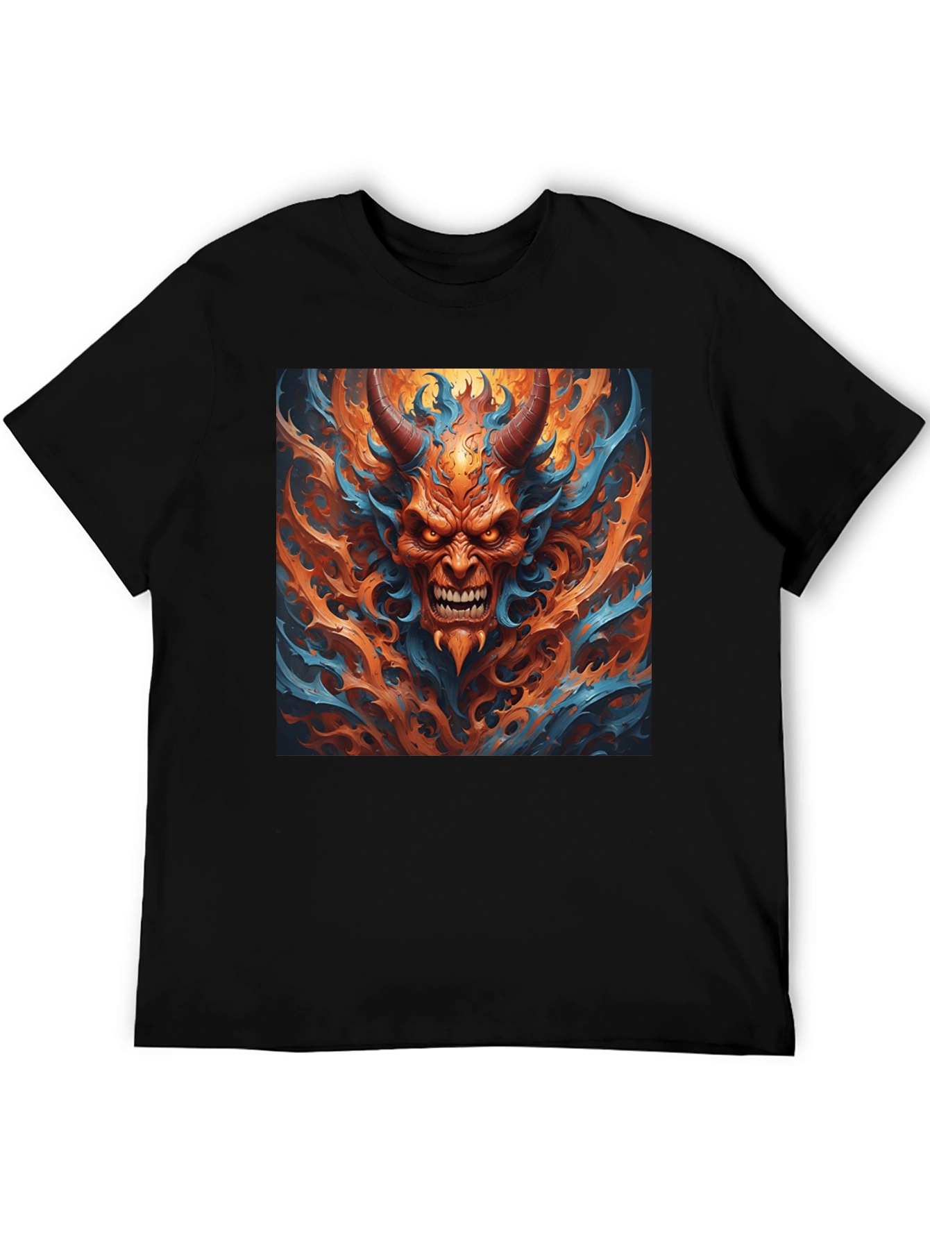 Fiery Demon Graphic Black T-Shirt