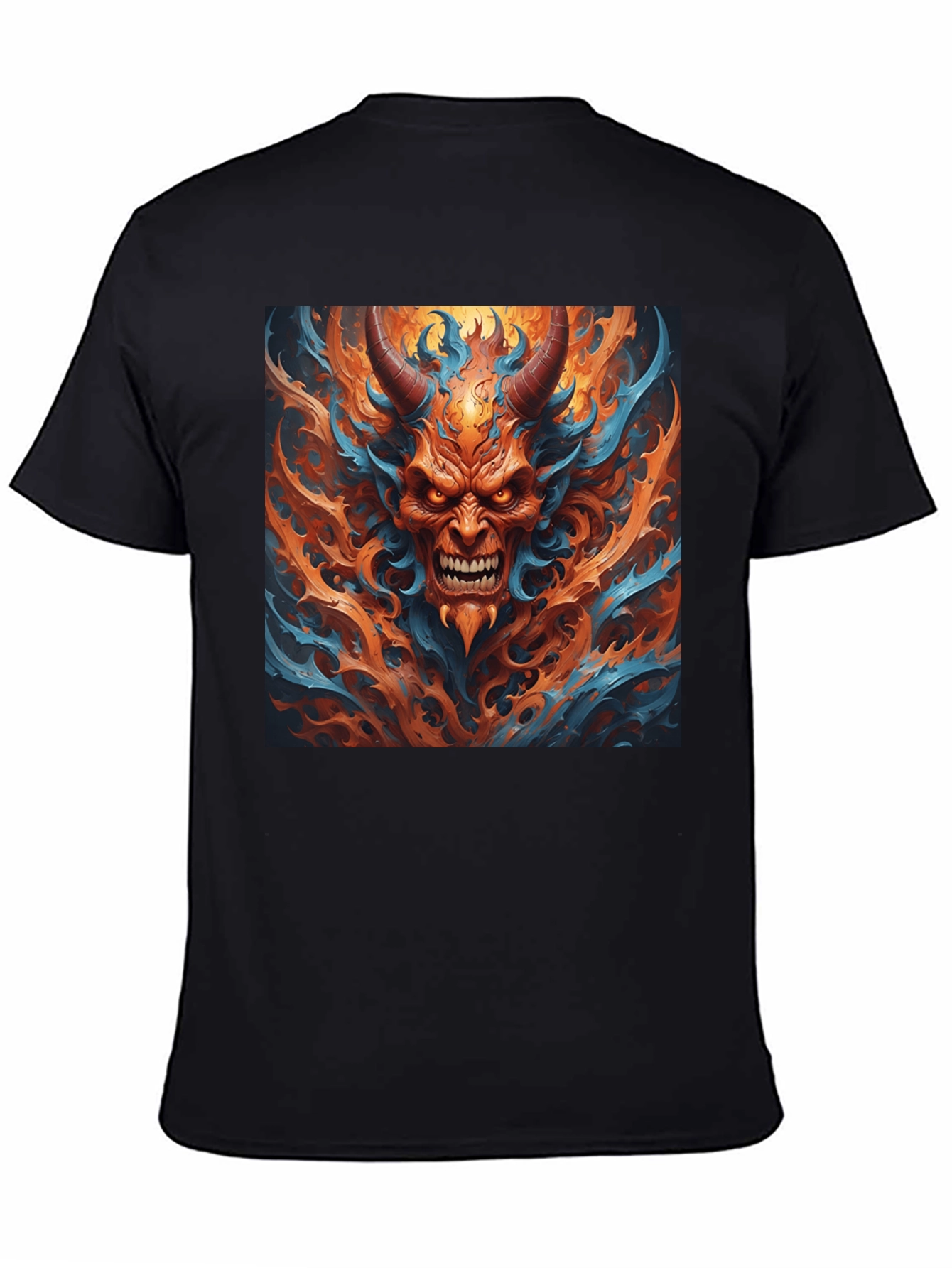 Fiery Demon Graphic Black T-Shirt