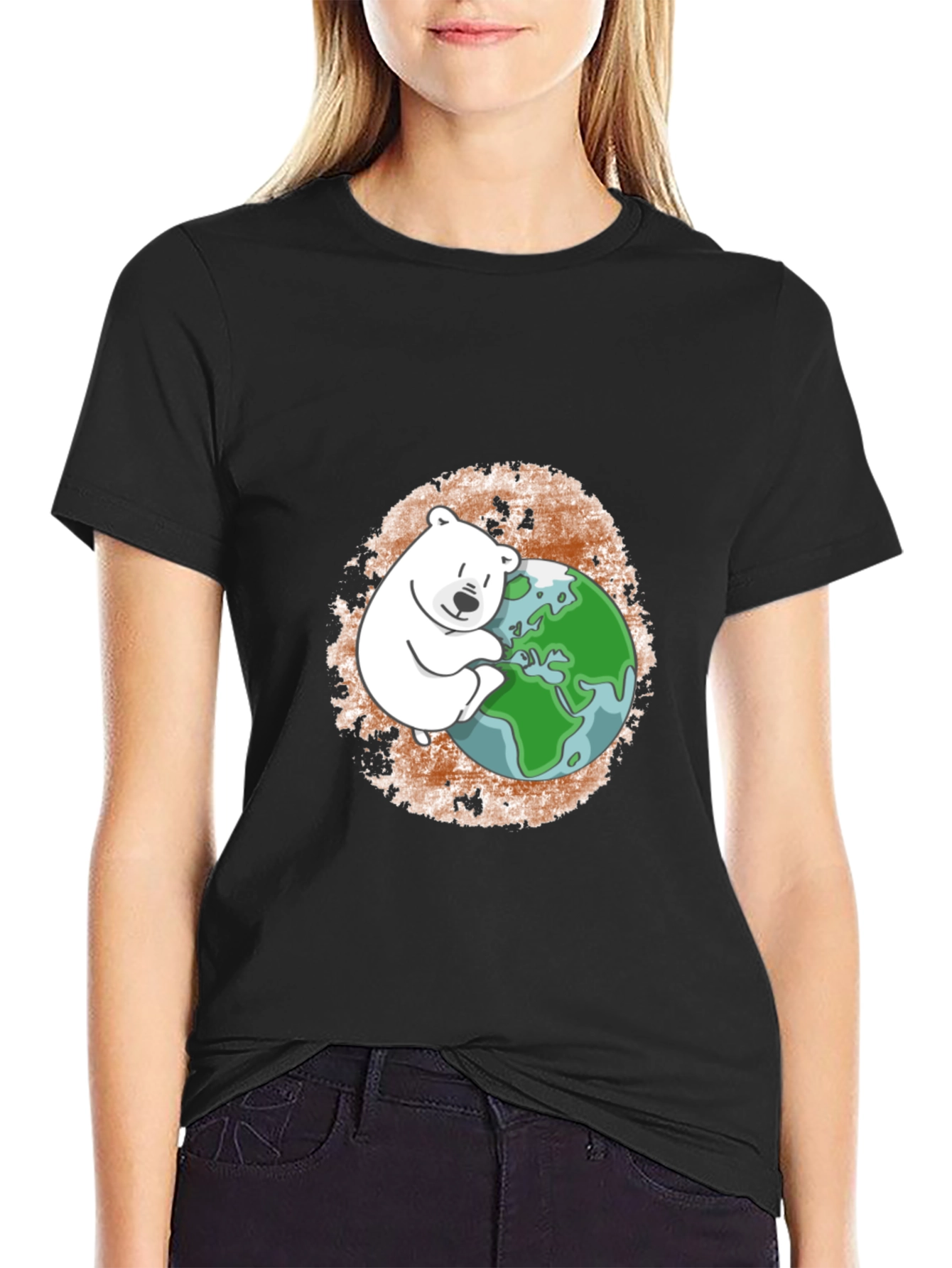 Polar Bear Hugging Earth T-Shirt