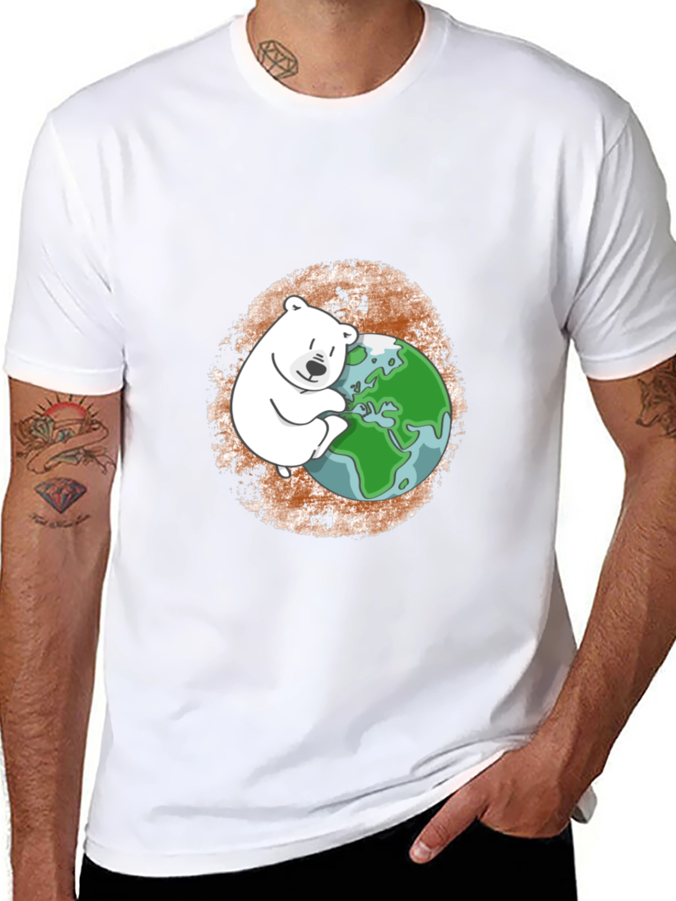 Polar Bear Hugging Earth T-Shirt