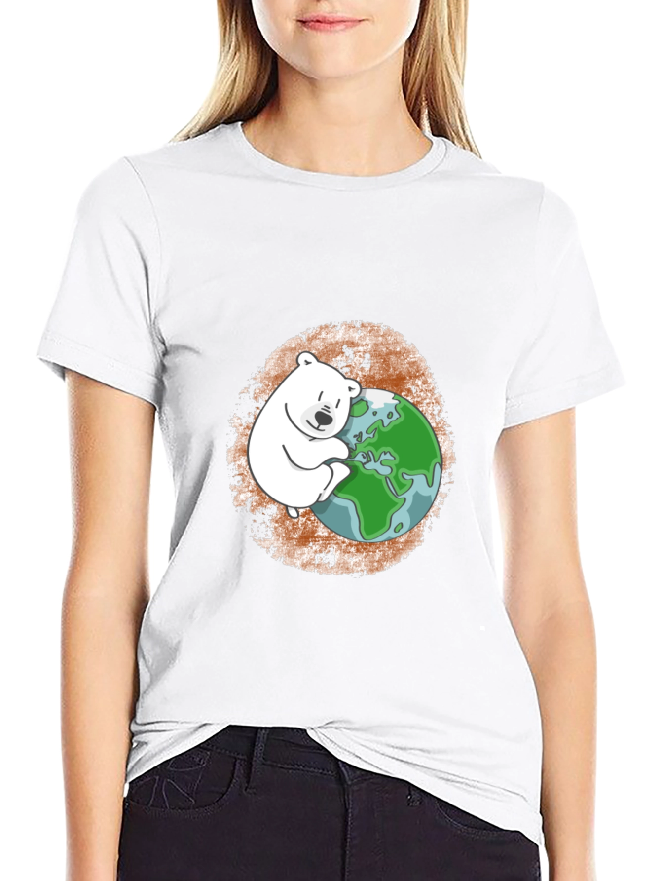 Polar Bear Hugging Earth T-Shirt