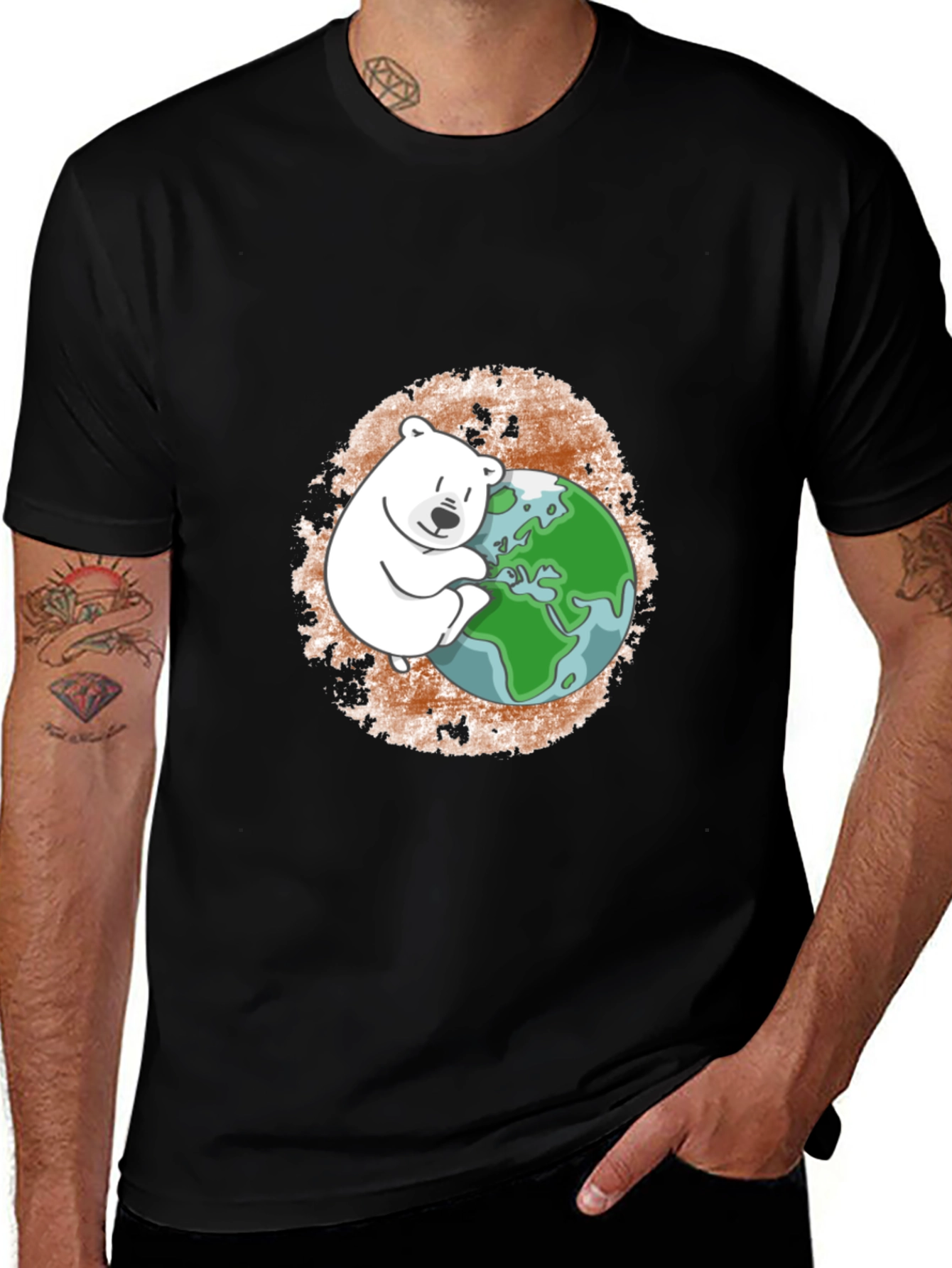 Polar Bear Hugging Earth T-Shirt