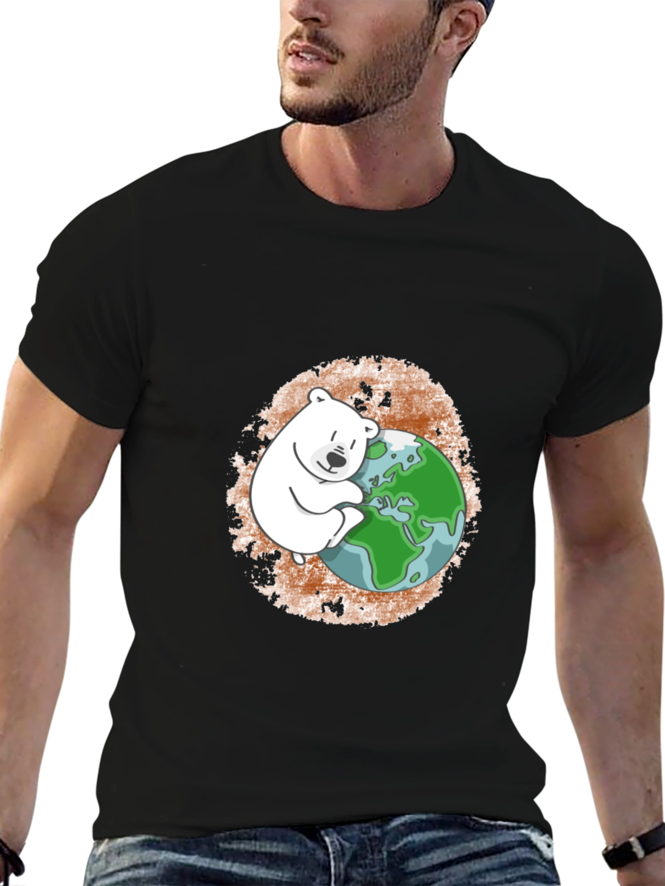 Polar Bear Hugging Earth T-Shirt