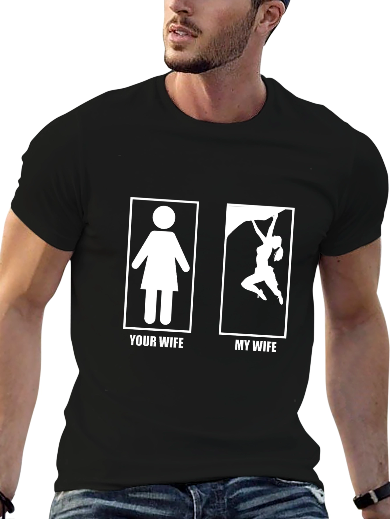 Humorous My Wife Rock Climbing T-Shirt