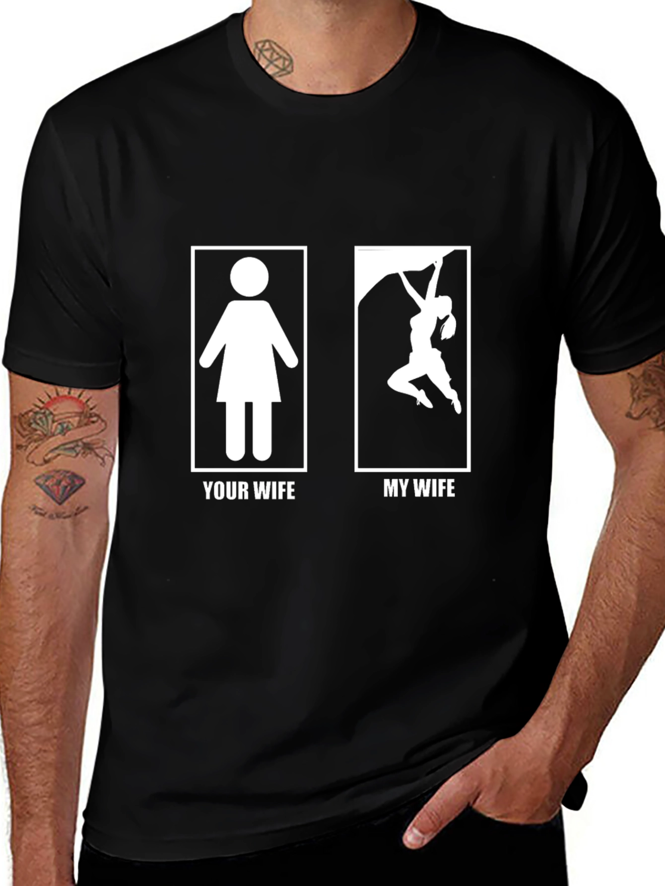 Humorous My Wife Rock Climbing T-Shirt