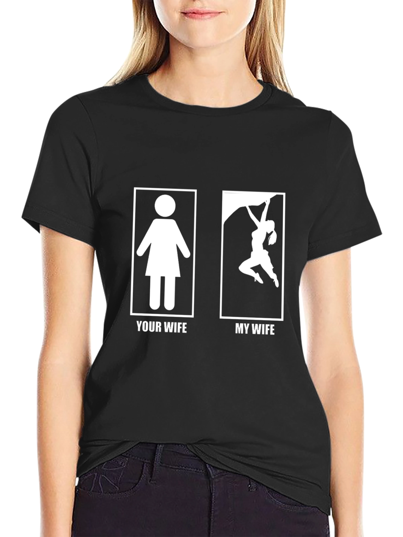 Humorous My Wife Rock Climbing T-Shirt