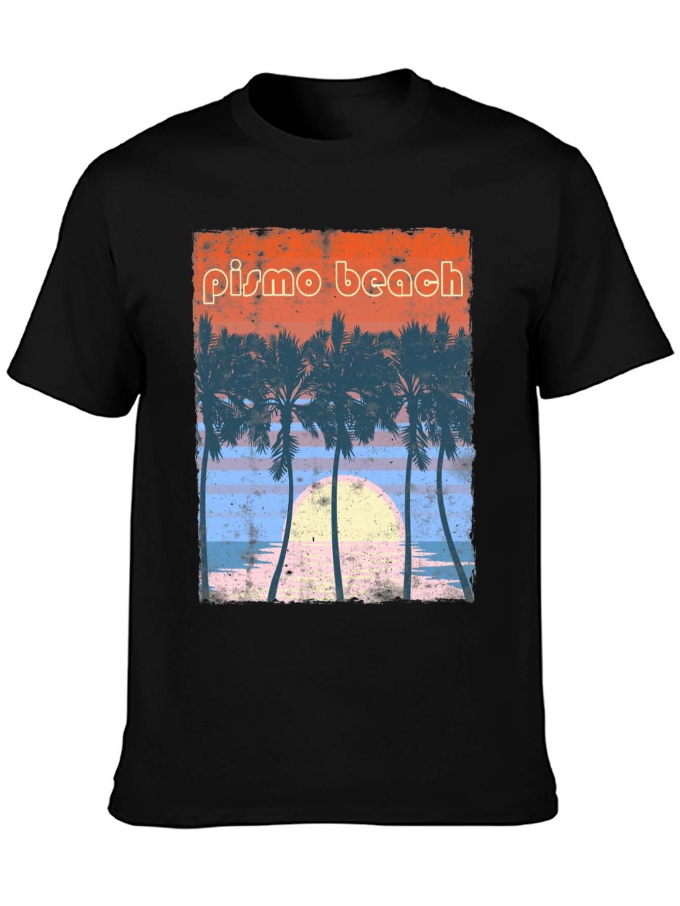 Pismo Beach Palms Graphic Tee - Retro Sunset Style