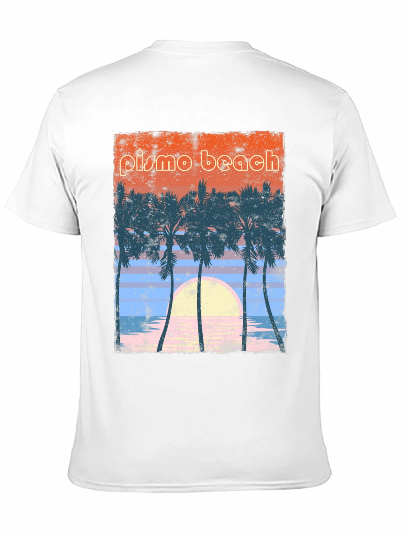 Pismo Beach Palms Graphic Tee - Retro Sunset Style
