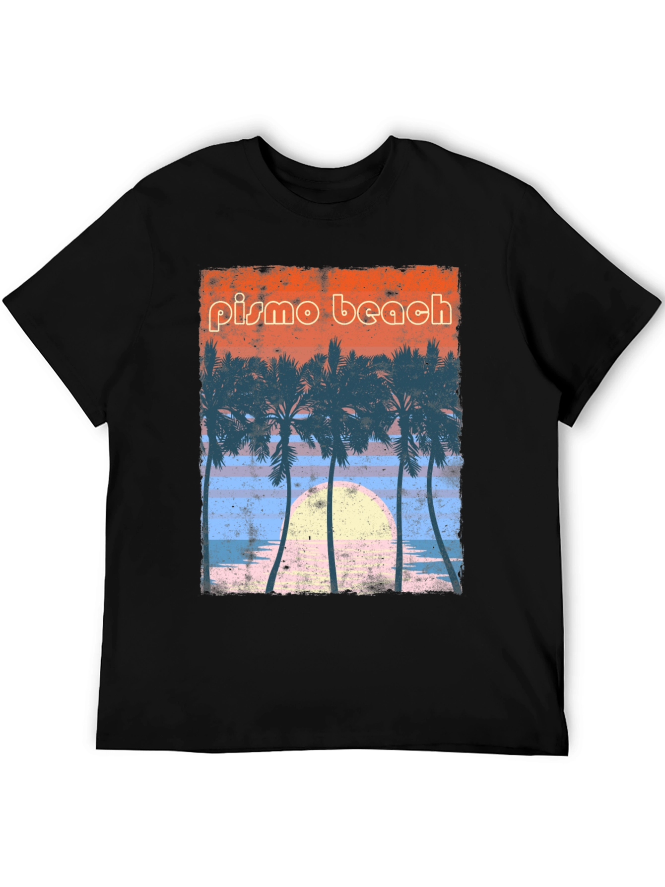 Pismo Beach Palms Graphic Tee - Retro Sunset Style