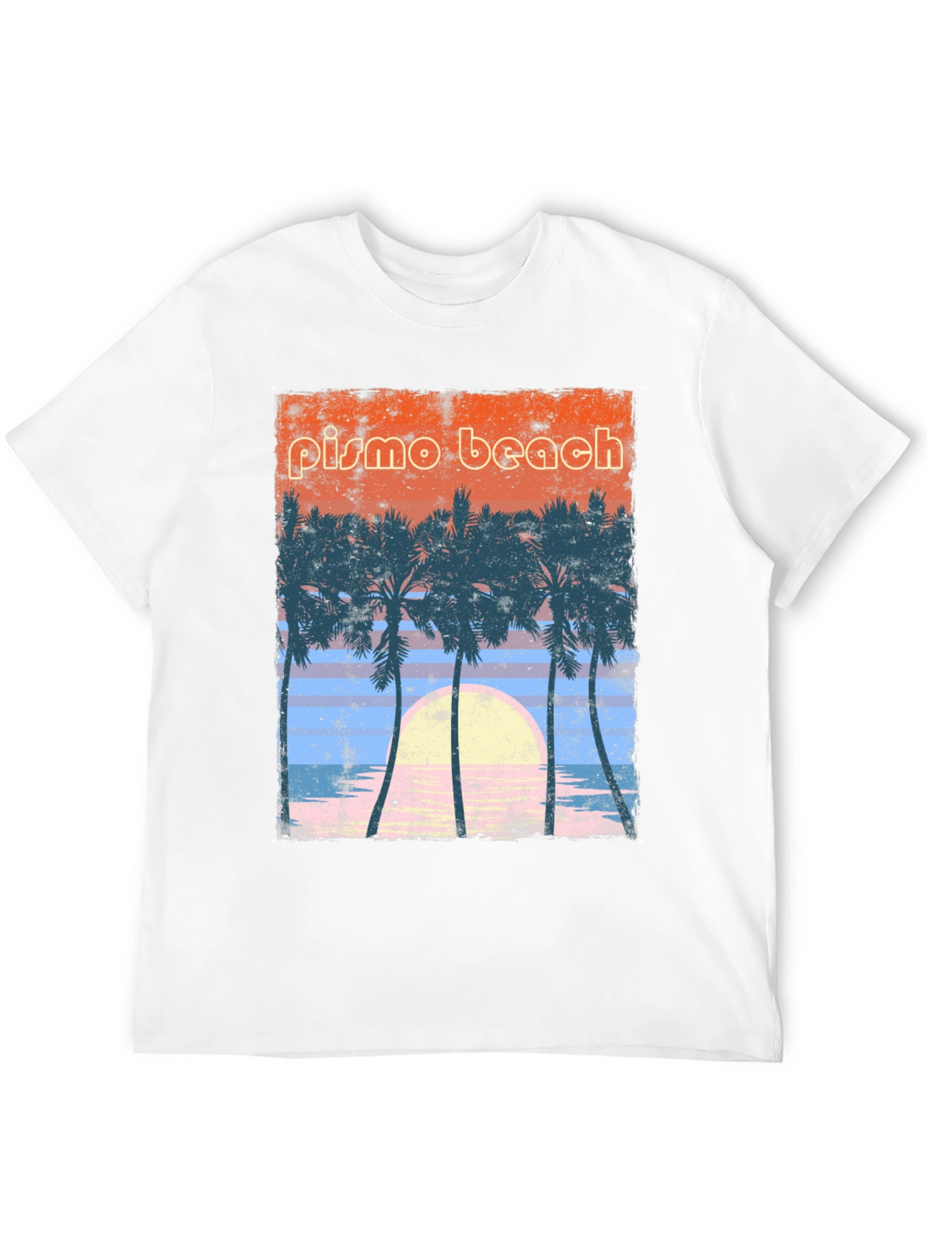 Pismo Beach Palms Graphic Tee - Retro Sunset Style