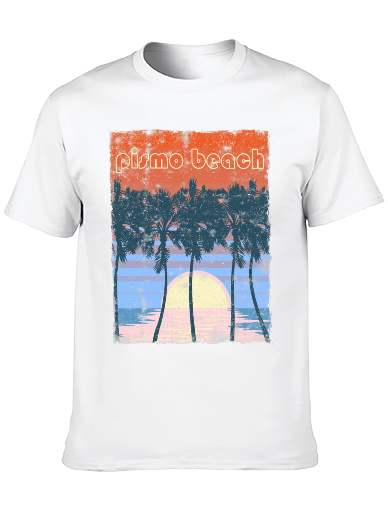 Pismo Beach Palms Graphic Tee - Retro Sunset Style