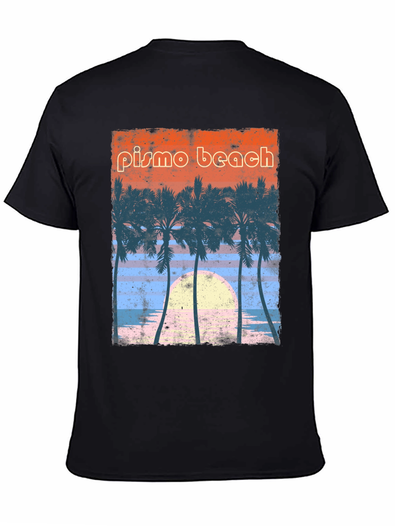 Pismo Beach Palms Graphic Tee - Retro Sunset Style